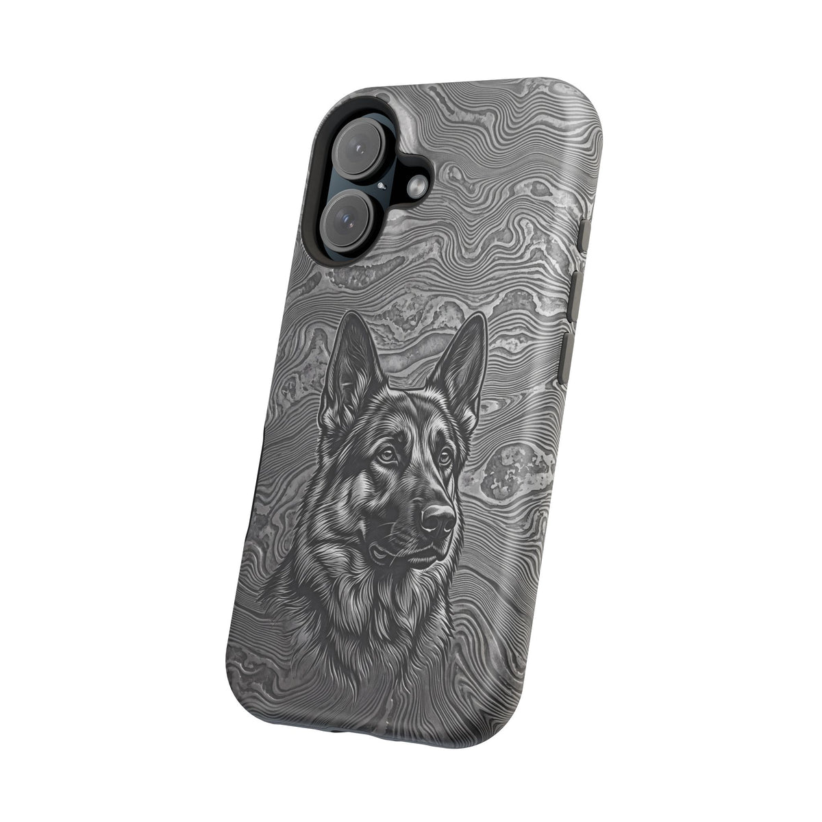 German Shepherd Phone Case | Damascus Art — Tough Magnetic Case with Wireless Charging