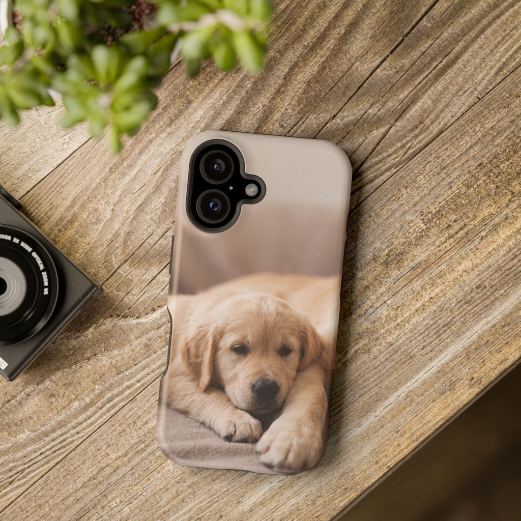 Golden Retriever Puppy Phone Case — Impact-Resistant Wireless Charging Cover