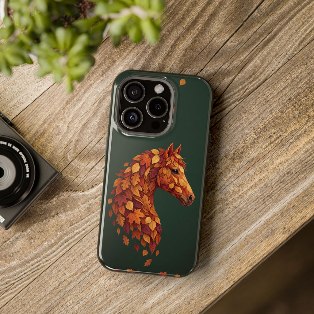 Autumn Leaves Horse Phone Case — Tough Magnetic Case with Wireless Charging