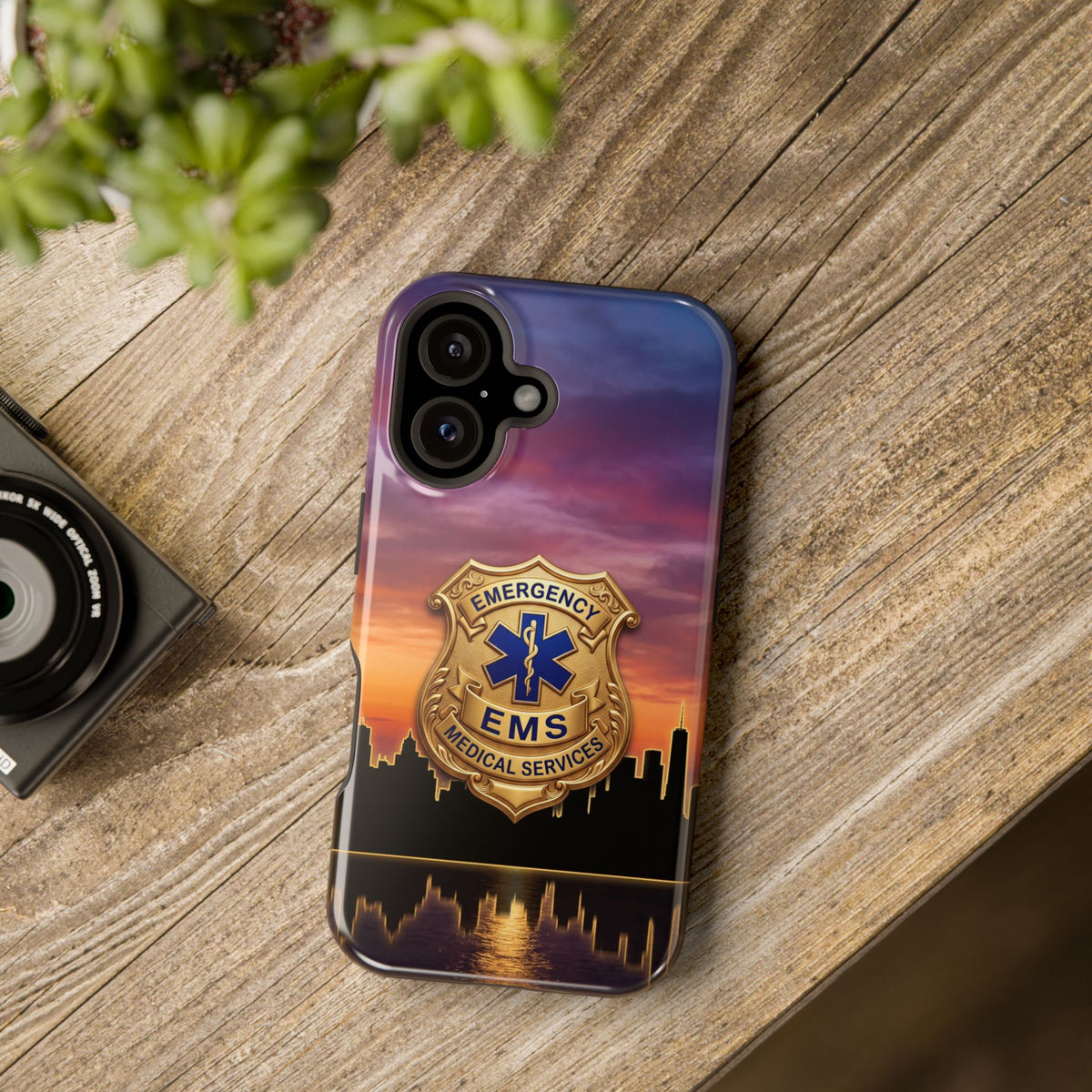 EMS Badge Sunset Skyline Phone Case — Magnetic Wireless Charging Cover