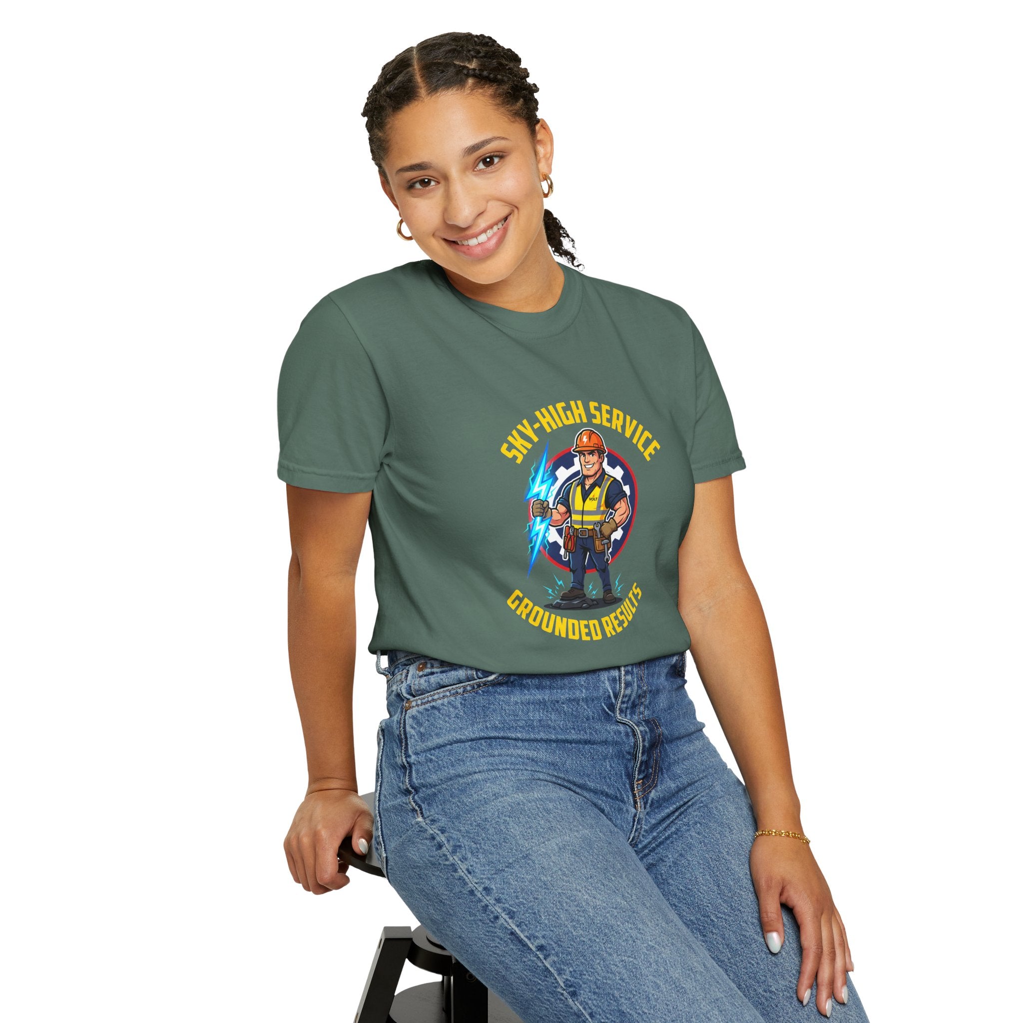Sky-High Service Grounded Results Electrician T-Shirt