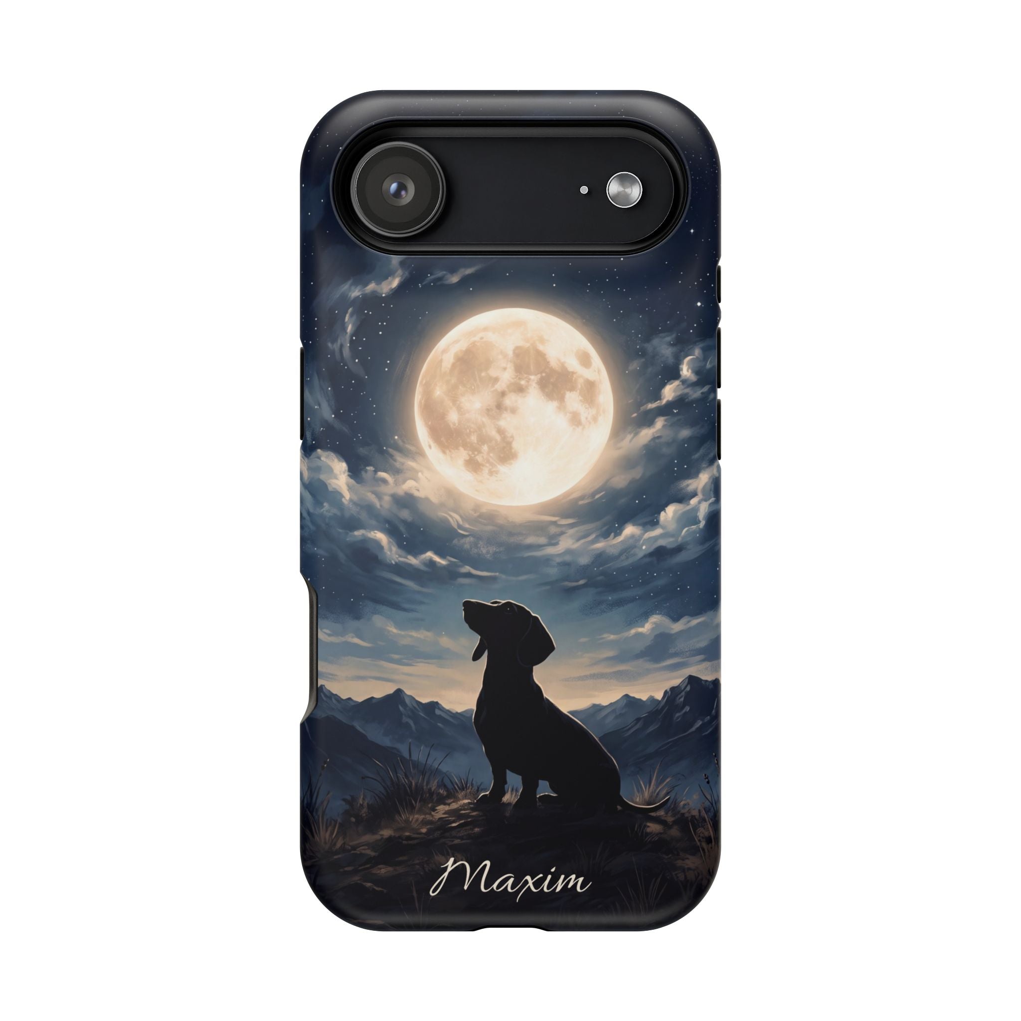 Personalized Dachshund Moonlight Phone Case — Wireless Charging Cover