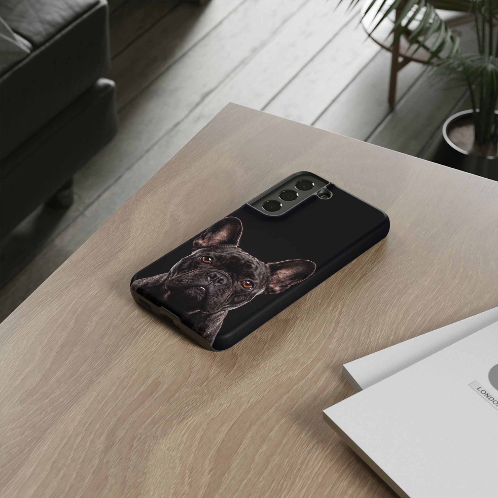 Front-Facing French Bulldog Phone Case | Dramatic Black Studio Portrait | Samsung & iPhone