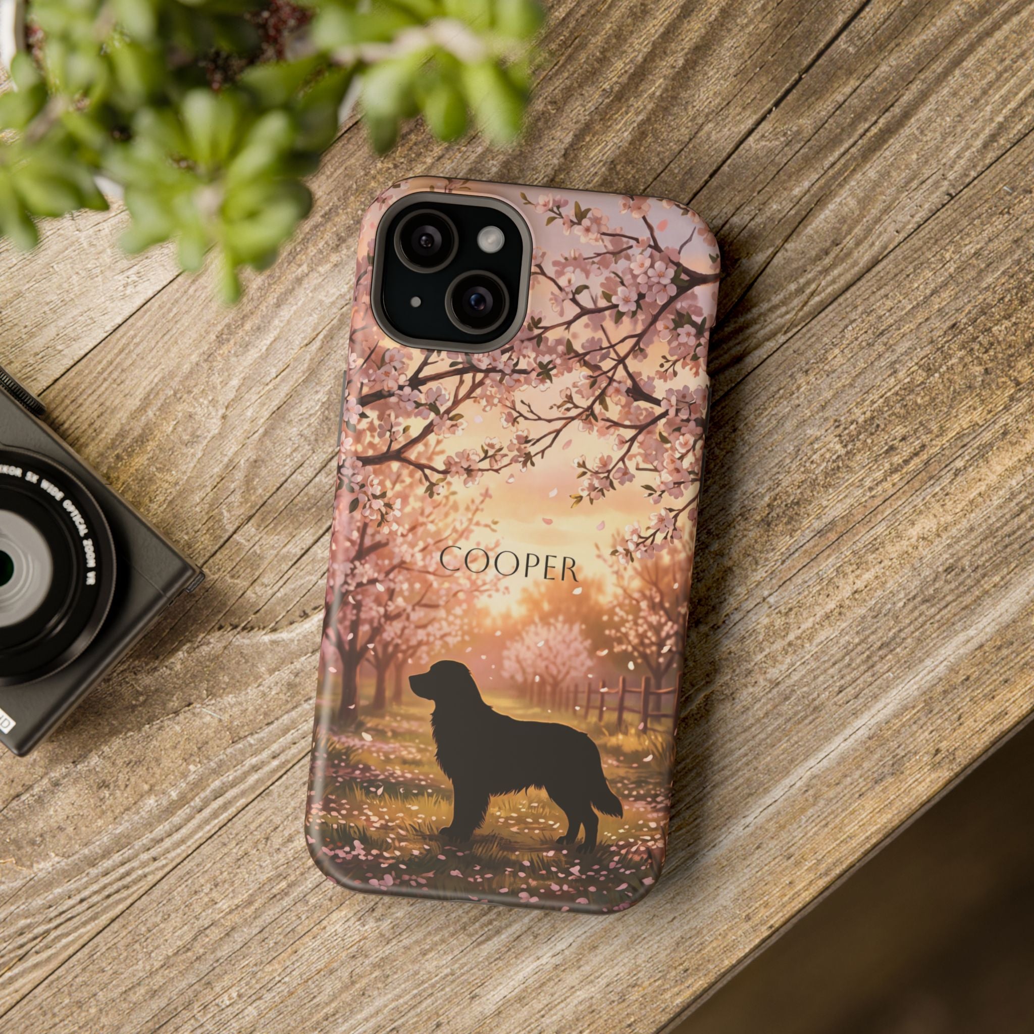 Personalized Golden Retriever Autumn Forest Phone Case — Wireless Charging Cover