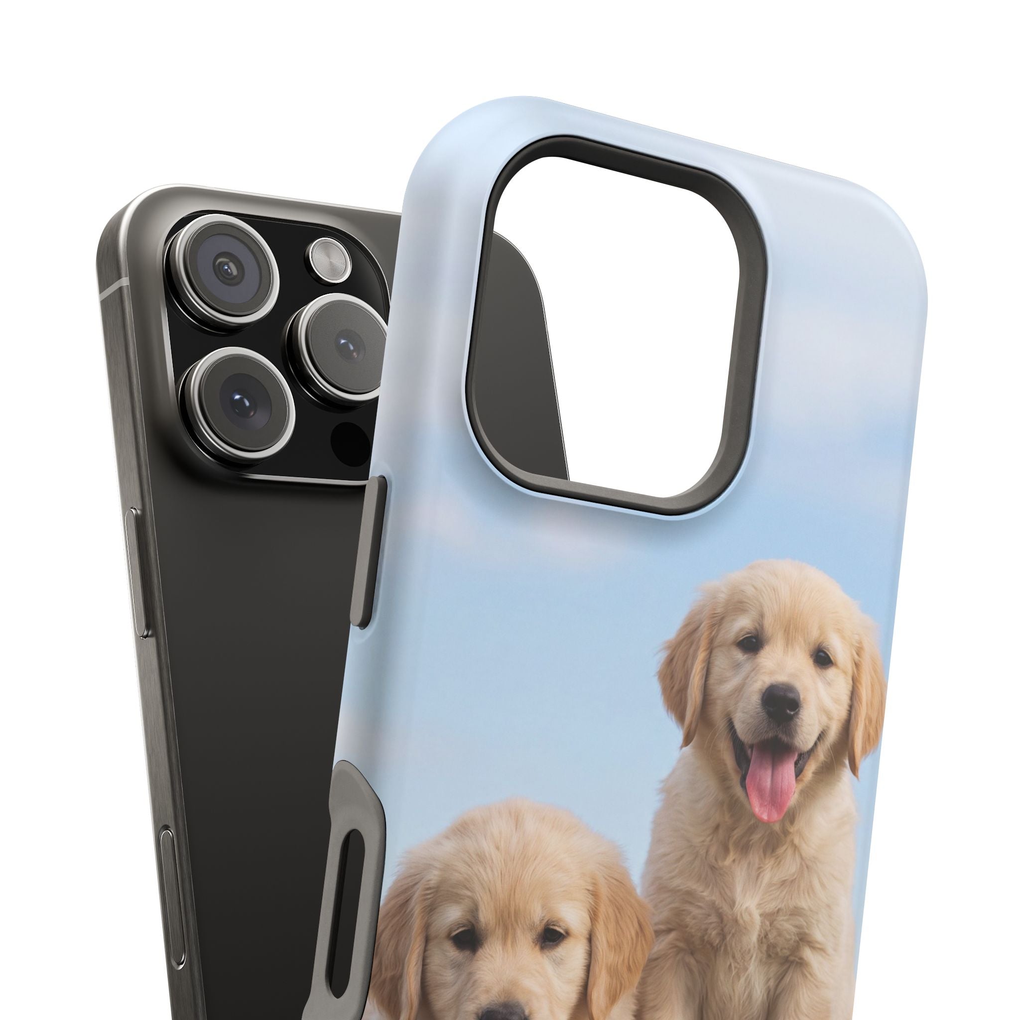 Golden Retriever Puppy Duo Phone Case — Impact-Resistant Wireless Charging Cover