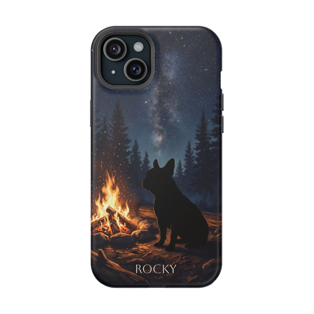 Personalized French Bulldog Campfire Phone Case — Wireless Charging Cover