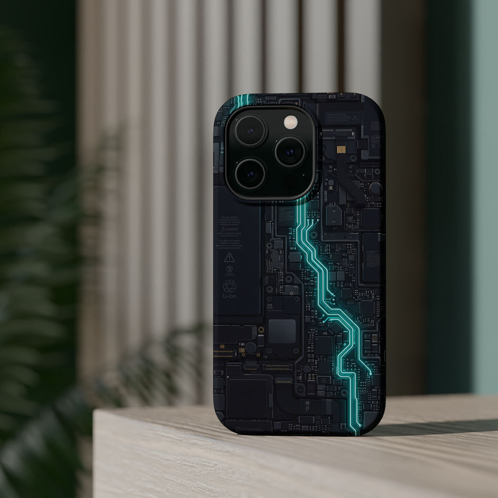 Cyan Bolt Electrician Phone Case — Electric Circuit Wireless Charging Cover