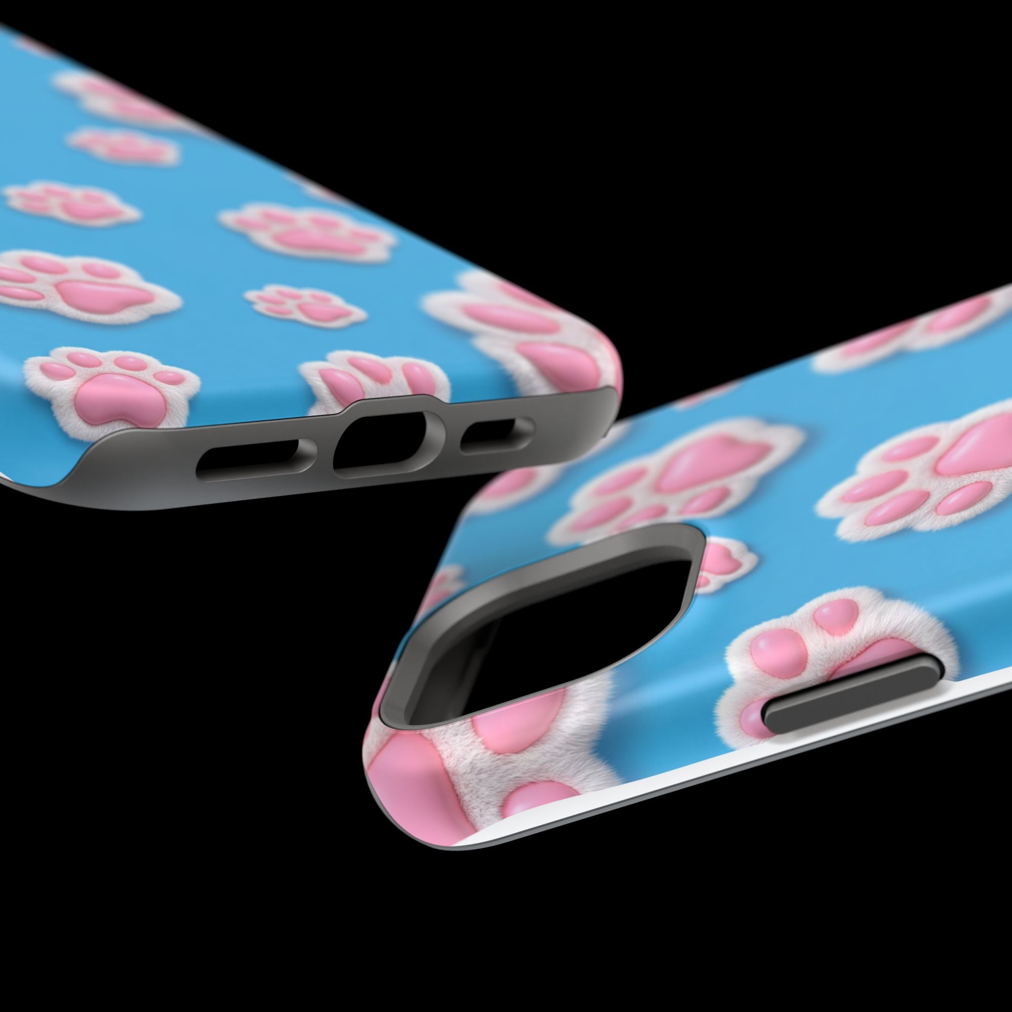 Fluffy Paw Print Phone Case | Cute 3D Pink Paw Pattern Case for Dog & Cat Lovers | iPhone & Samsung
