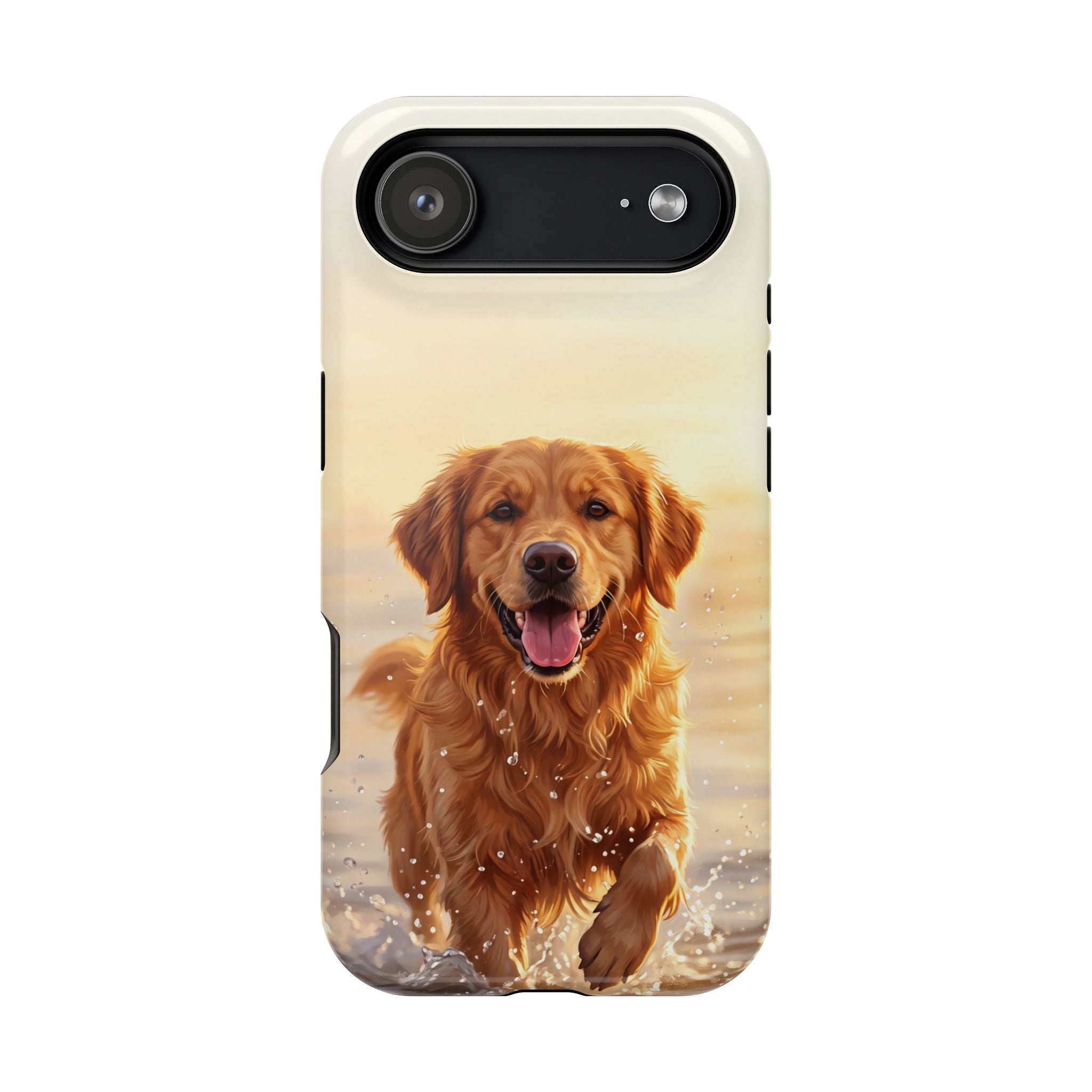 Beach Golden Retriever Phone Case — Impact-Resistant Wireless Charging Cover