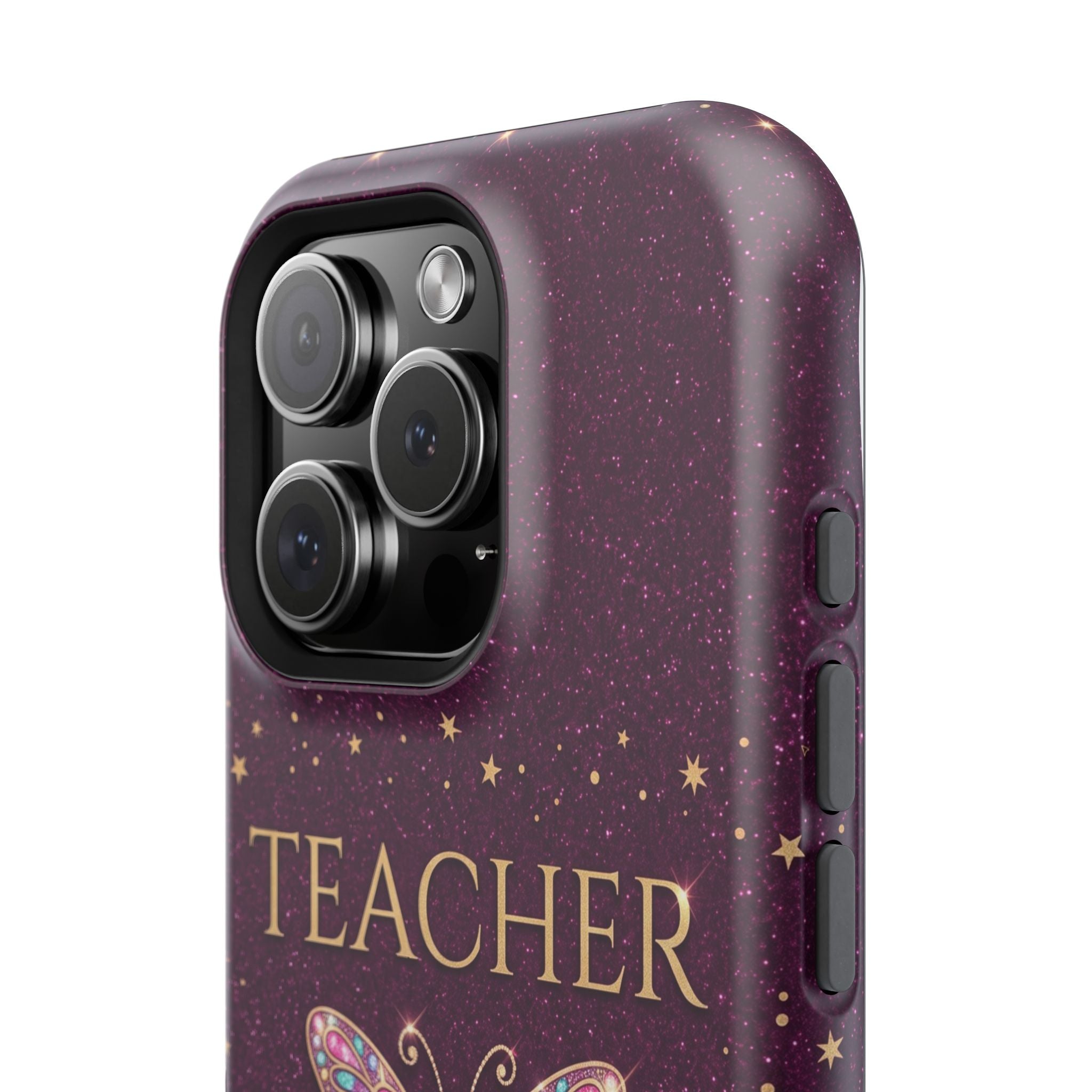 Teacher Life Glitter Butterfly Phone Case — Wireless Charging Cover