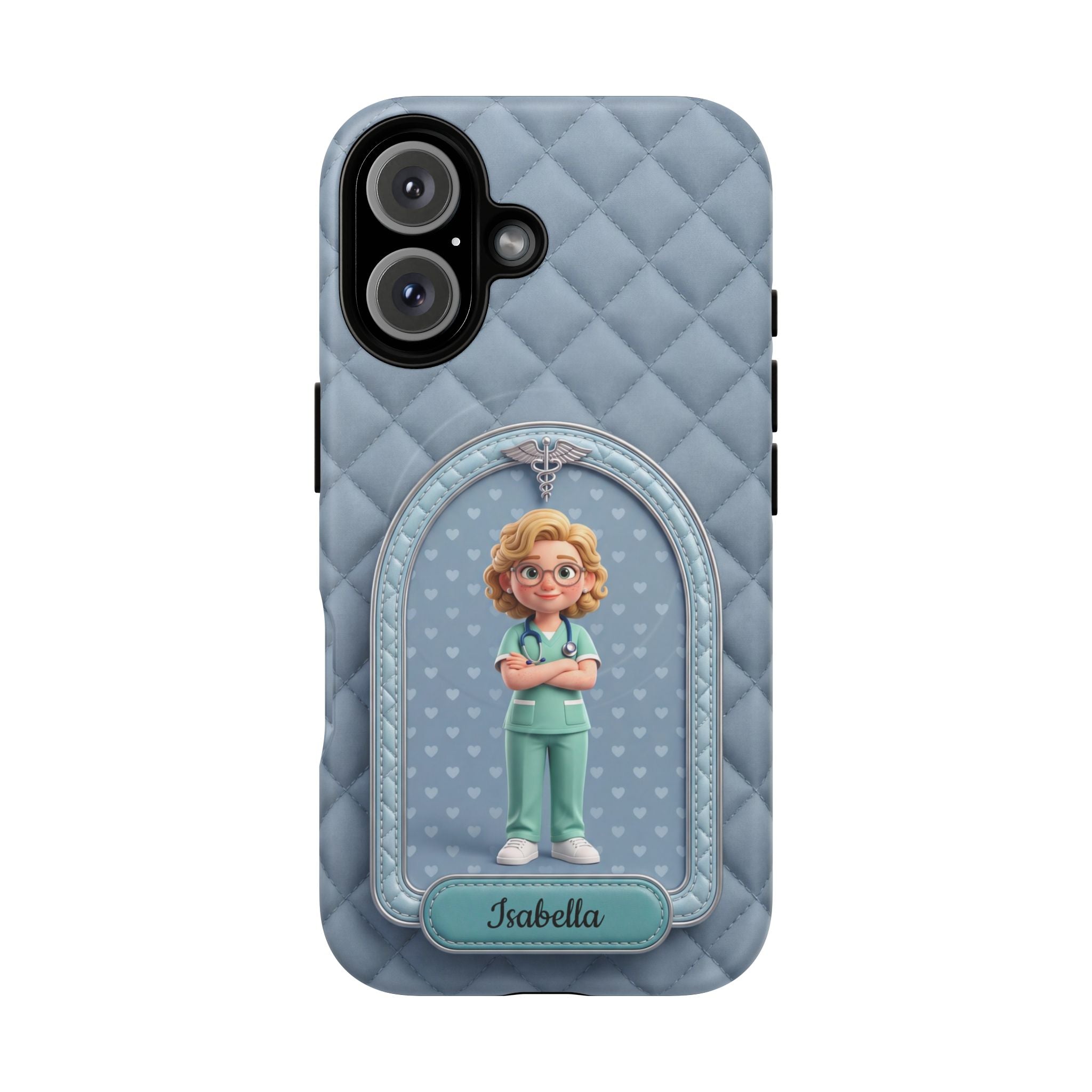 Personalized Nurse Phone Case | Quilted Badge Design, Custom Name iPhone Case