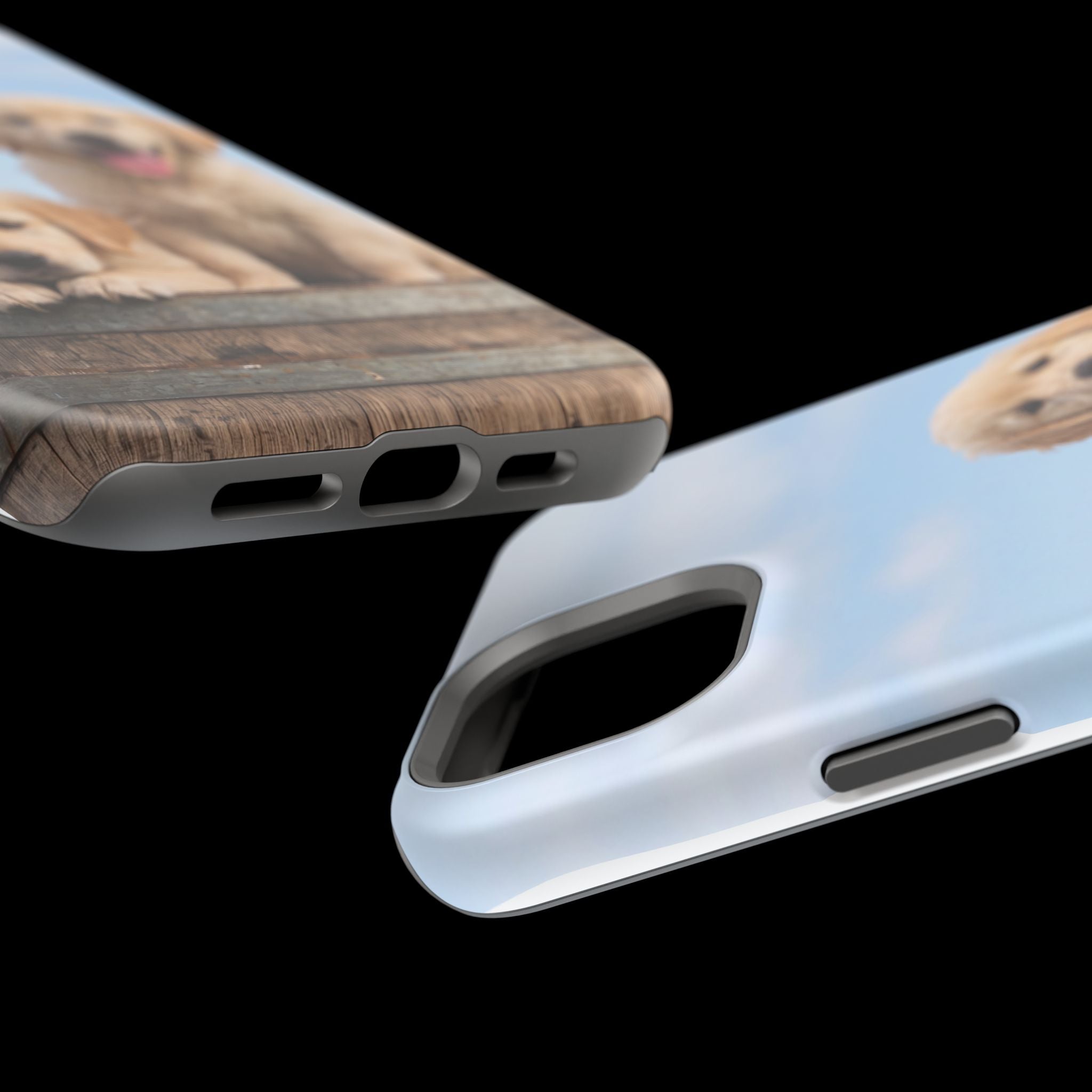 Golden Retriever Puppy Duo Phone Case — Impact-Resistant Wireless Charging Cover
