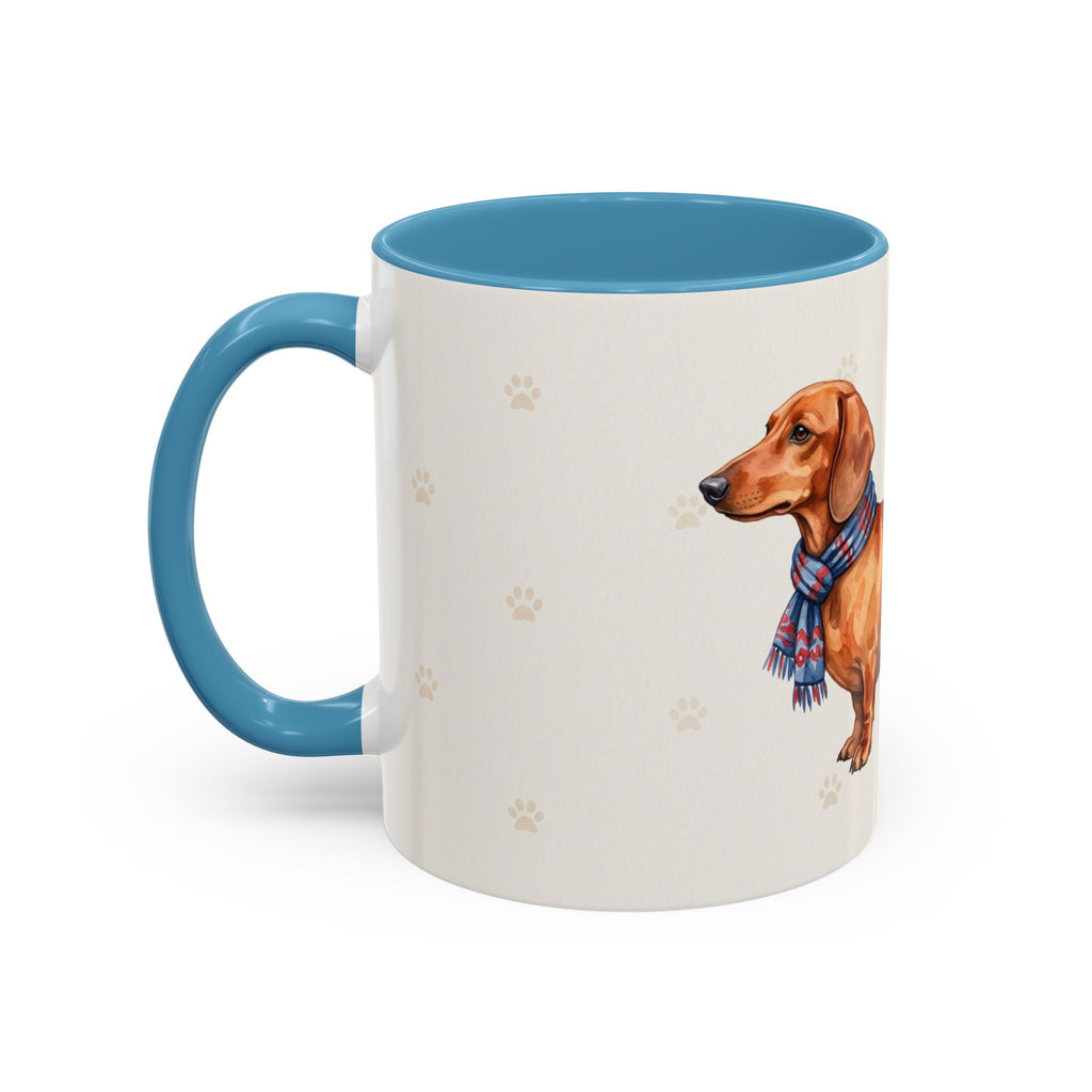 Dachshund Lover Mug – Wiener Dog with Scarf, Cute Watercolor Dachshund Gift Mug