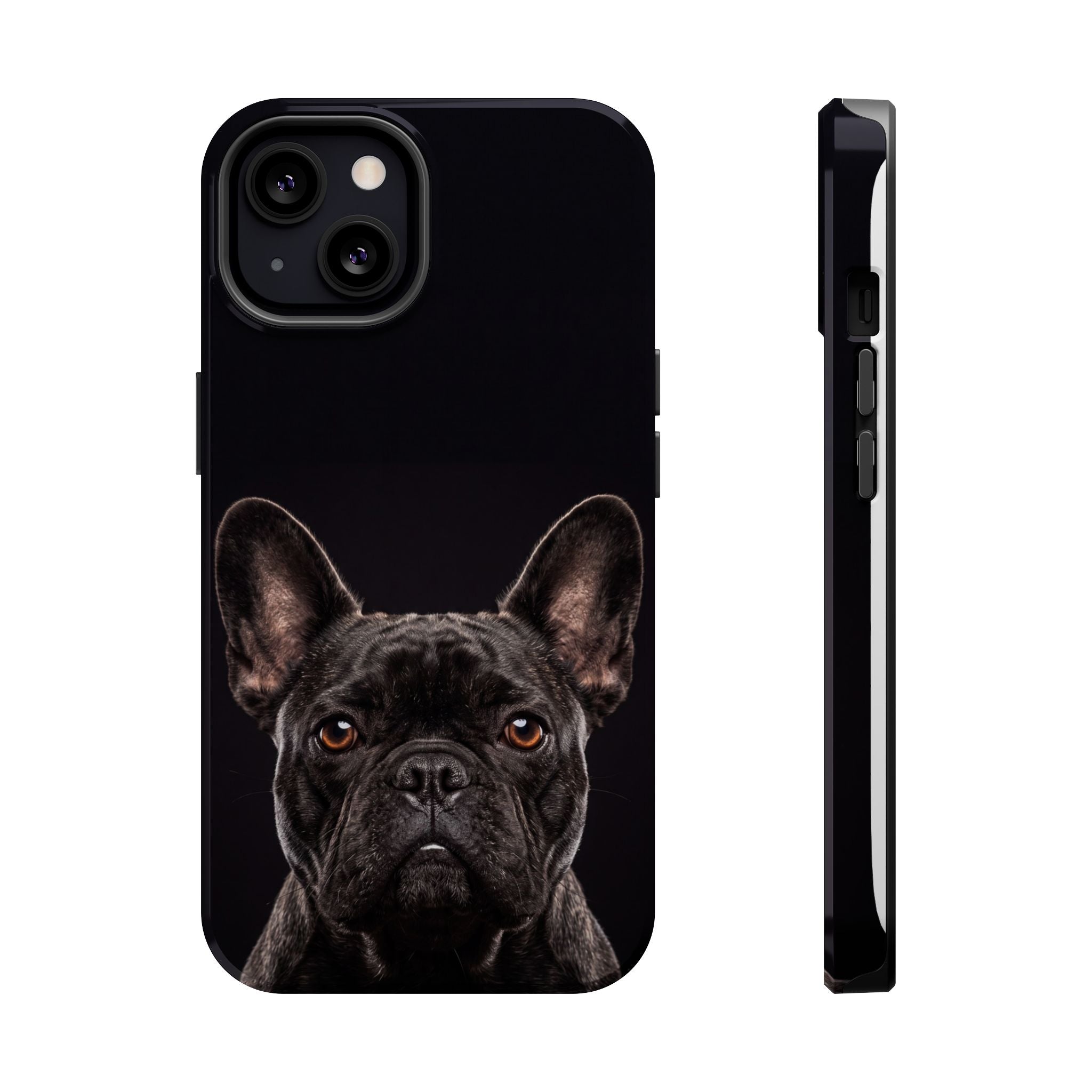 Black French Bulldog Phone Case — Impact-Resistant Wireless Charging Cover