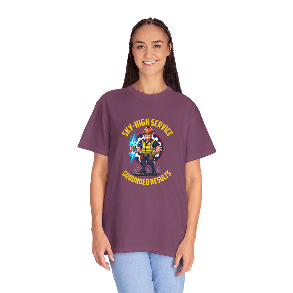 Sky-High Service Grounded Results Electrician T-Shirt