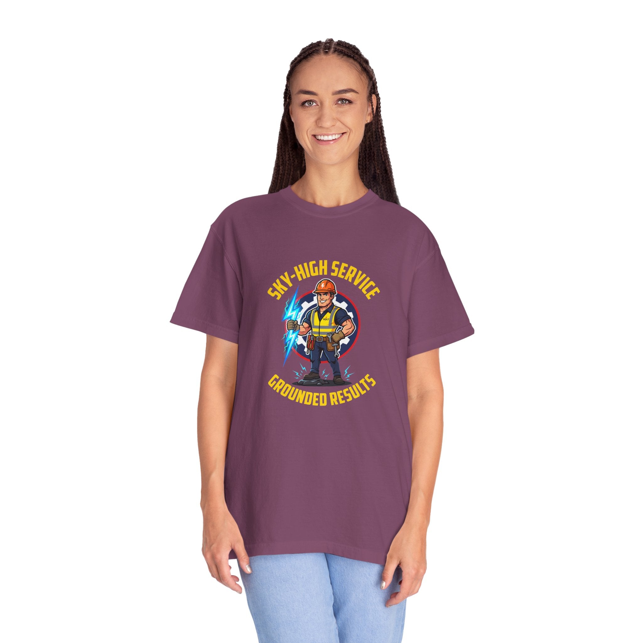 Sky-High Service Grounded Results Electrician T-Shirt