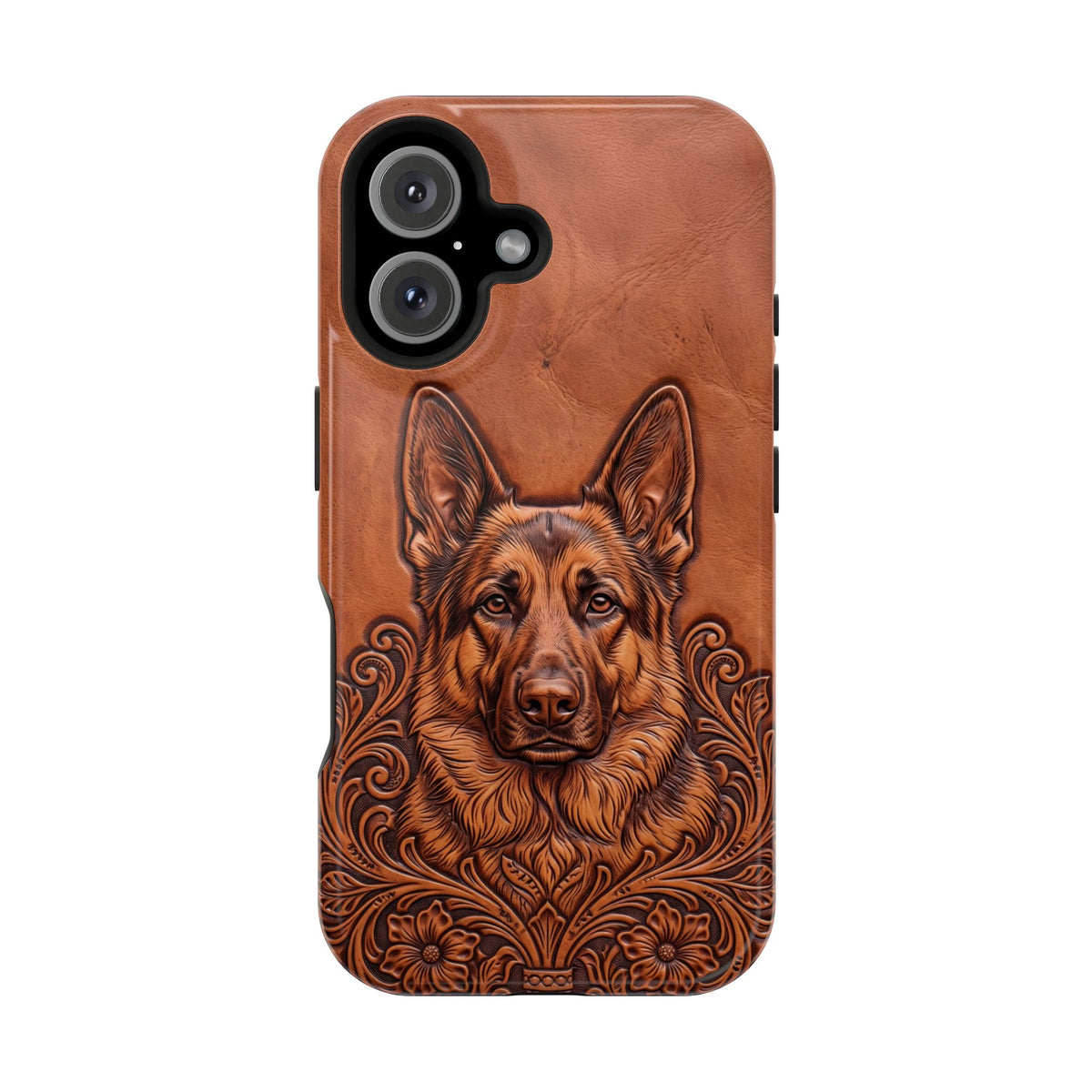 German Shepherd Phone Case | Western Tooled Art — Tough Magnetic Case with Wireless Charging
