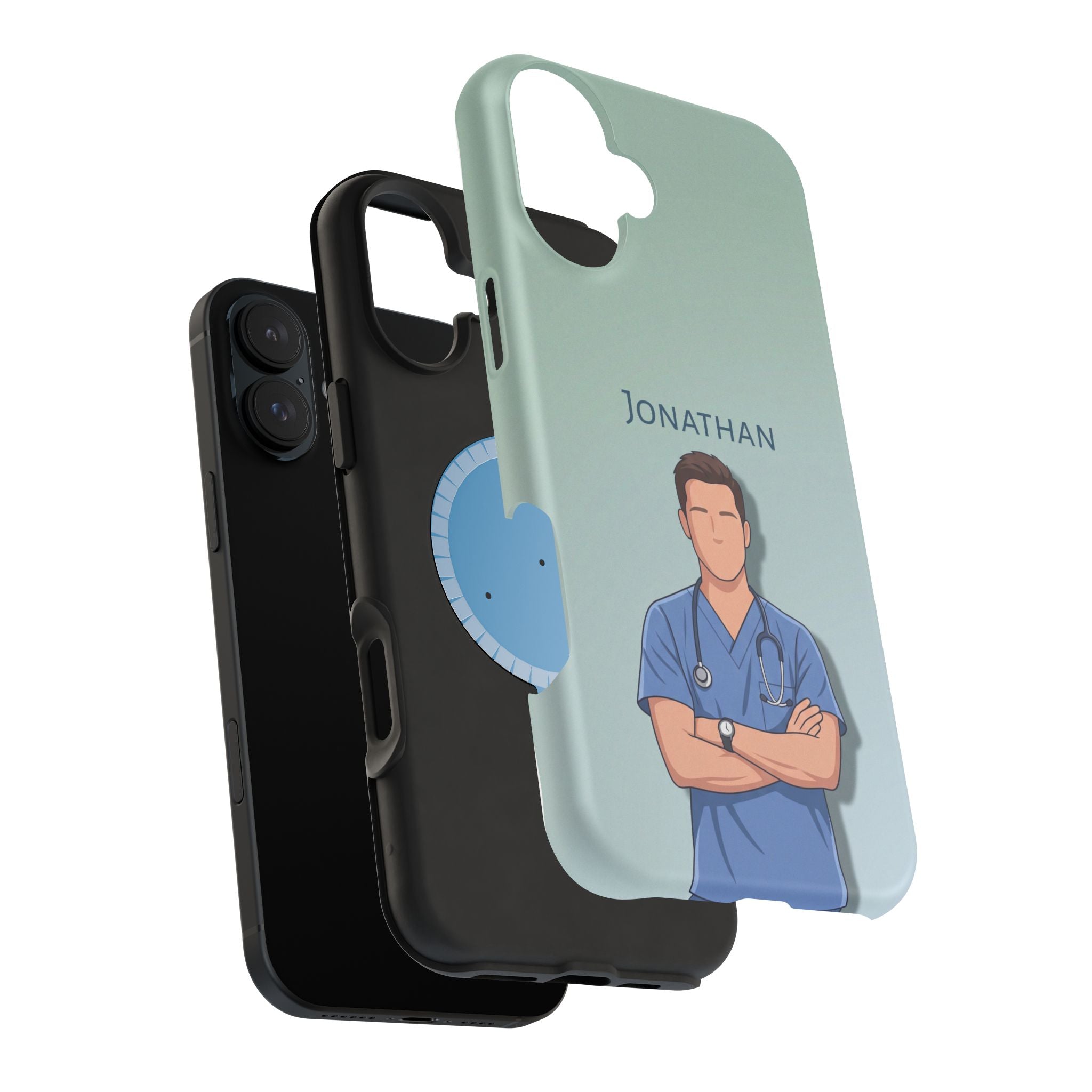 Personalized Nurse Portrait Phone Case — Impact-Resistant Wireless Charging Cover