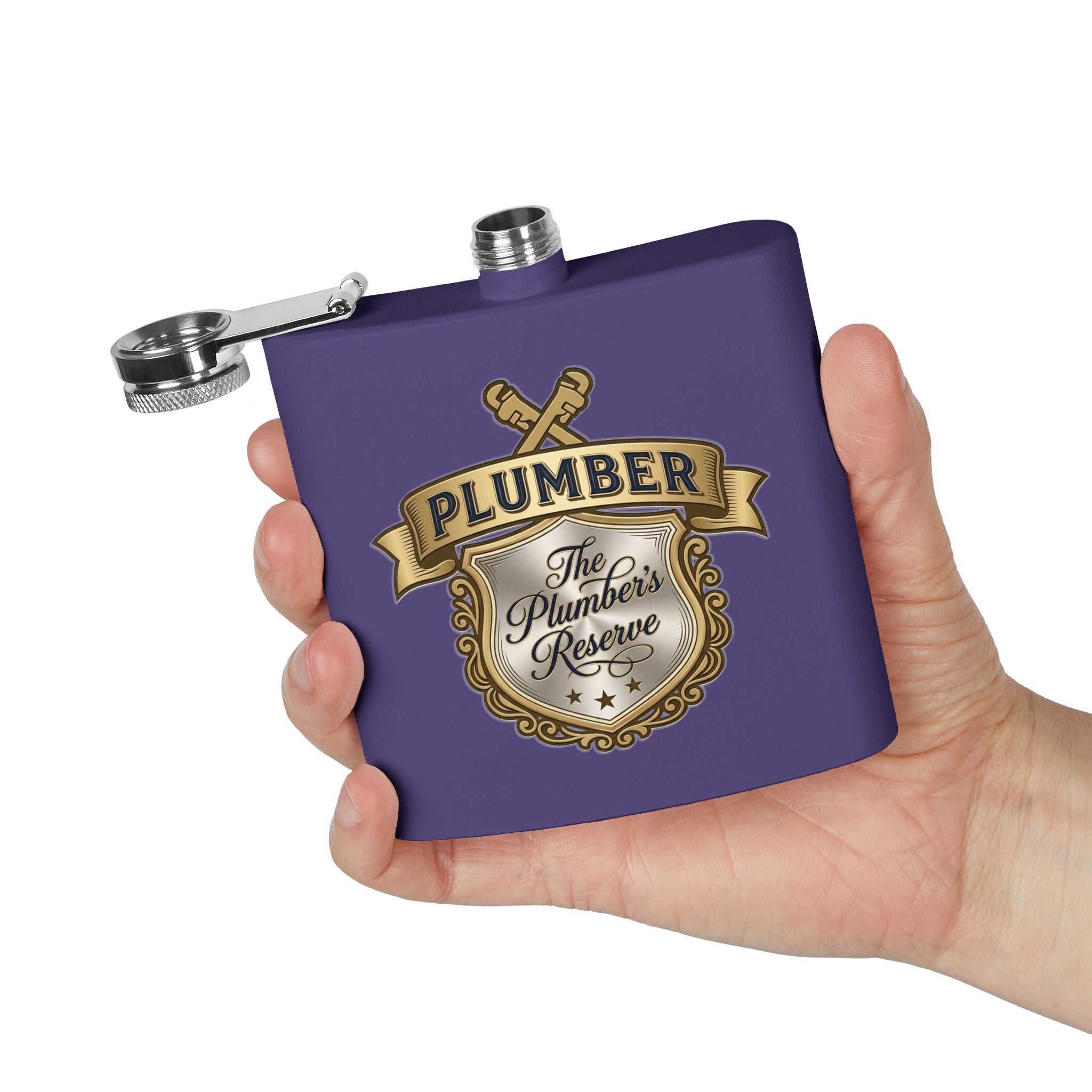 Flask — "The Plumber's Reserve" 6oz Stainless Steel Hip Flask