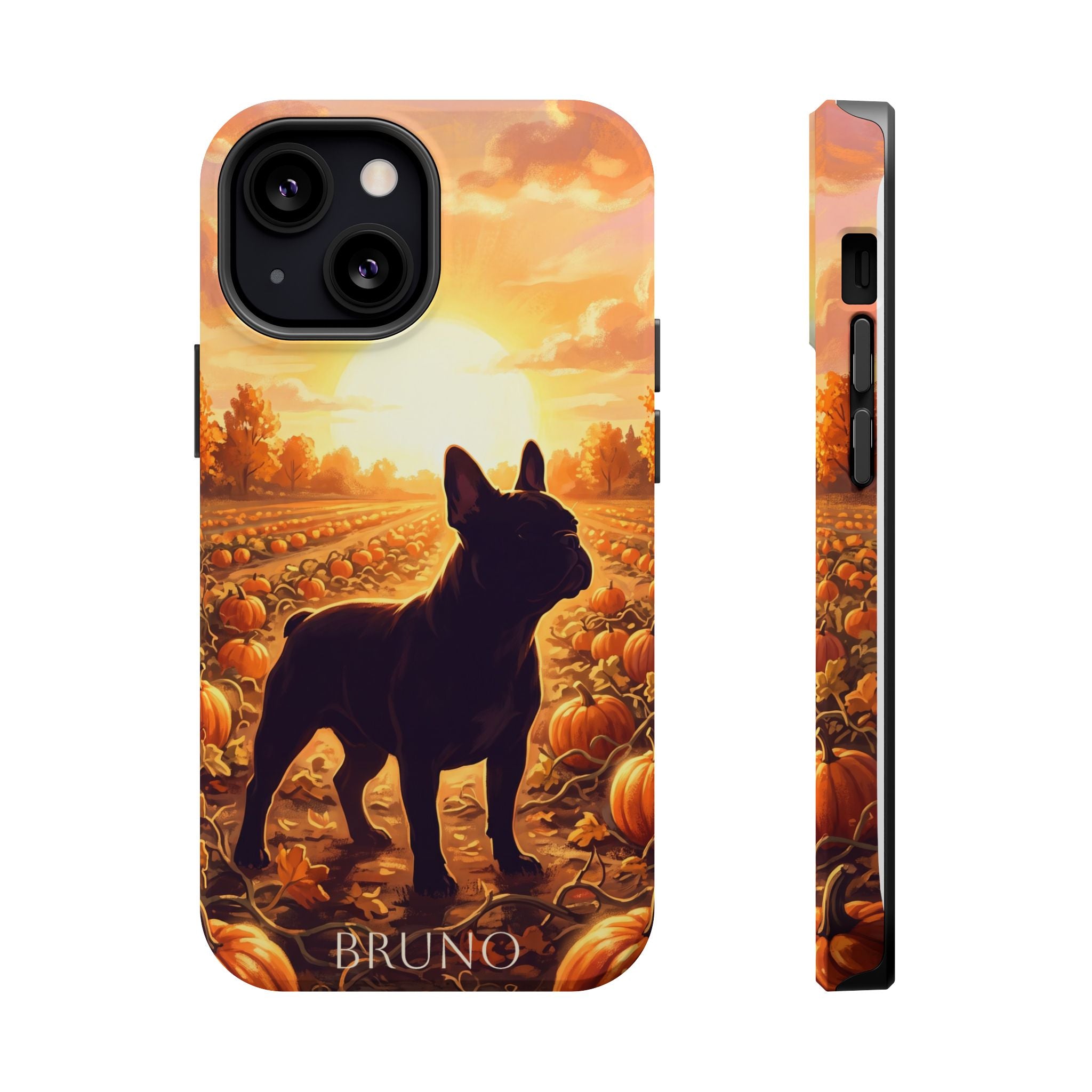Personalized French Bulldog Pumpkin Patch Phone Case — Wireless Charging Cover