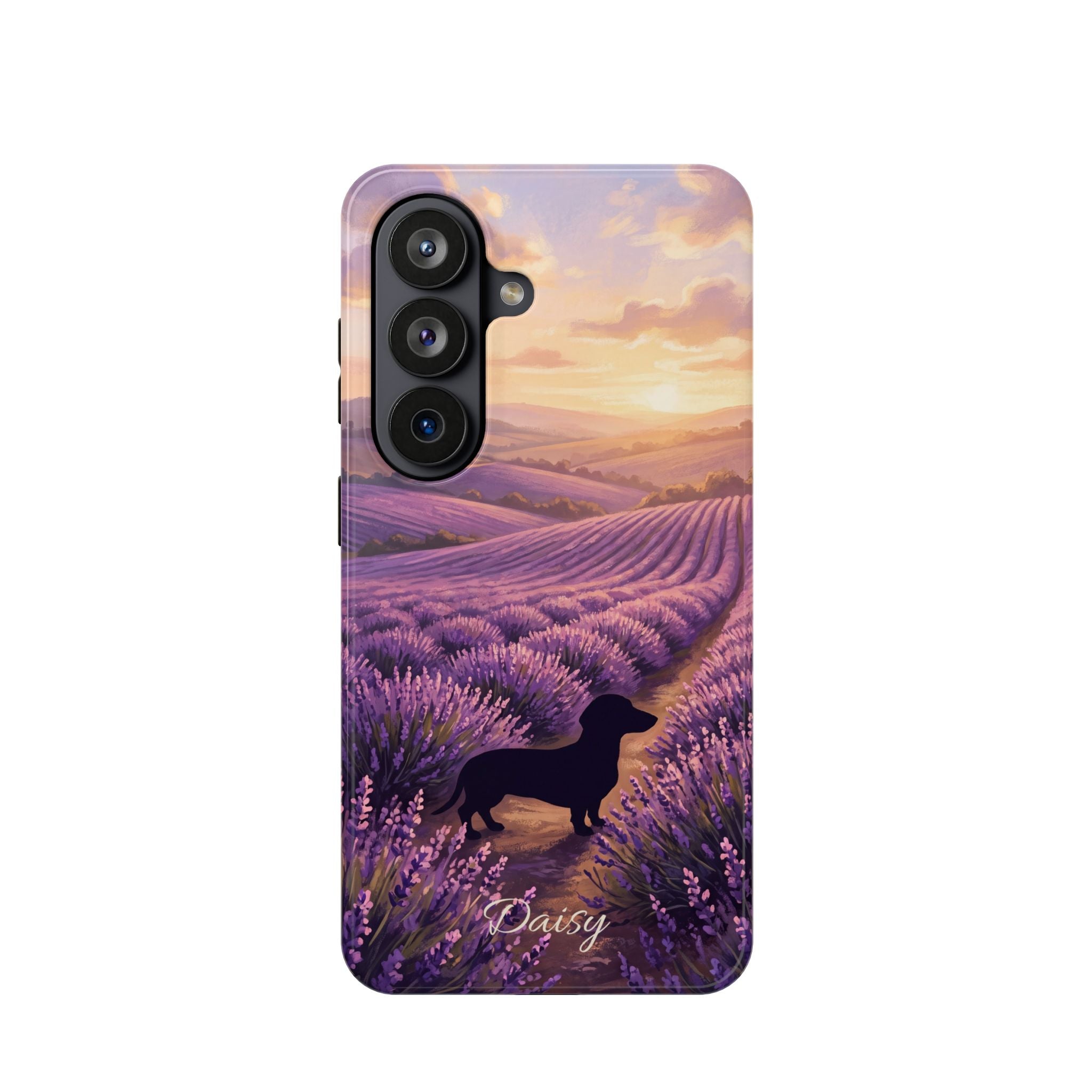 Personalized Dachshund Lavender Field Phone Case — Wireless Charging Cover