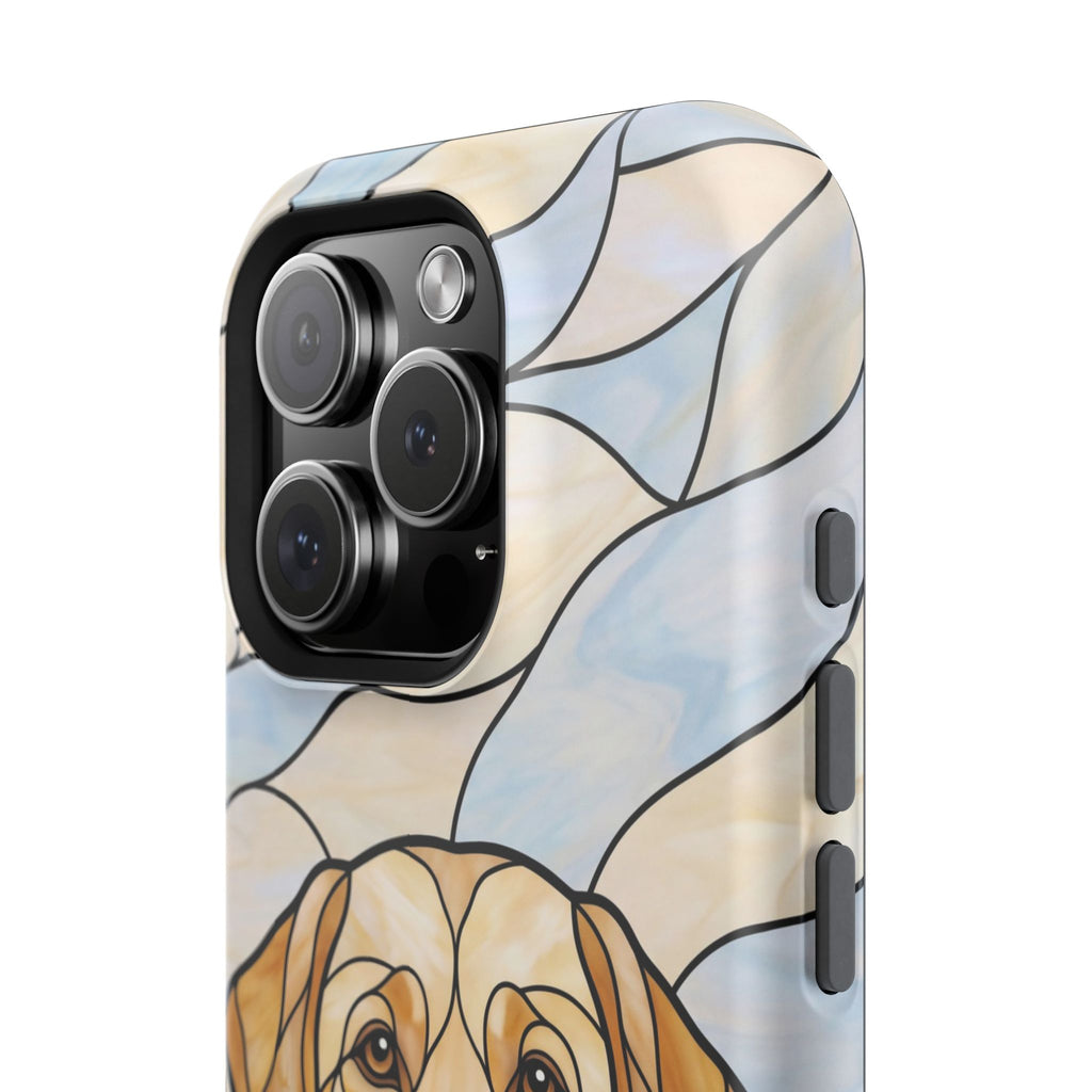 Floral Stained Glass Labrador Phone Case — Tough Magnetic Case with Wireless Charging