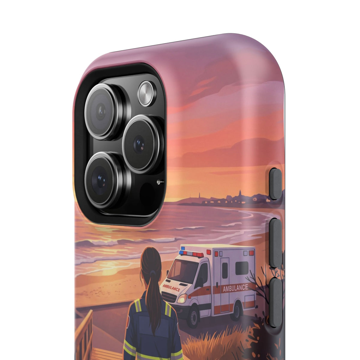Sunset Boardwalk Personalized Paramedic Phone Case — Wireless Charging Cover