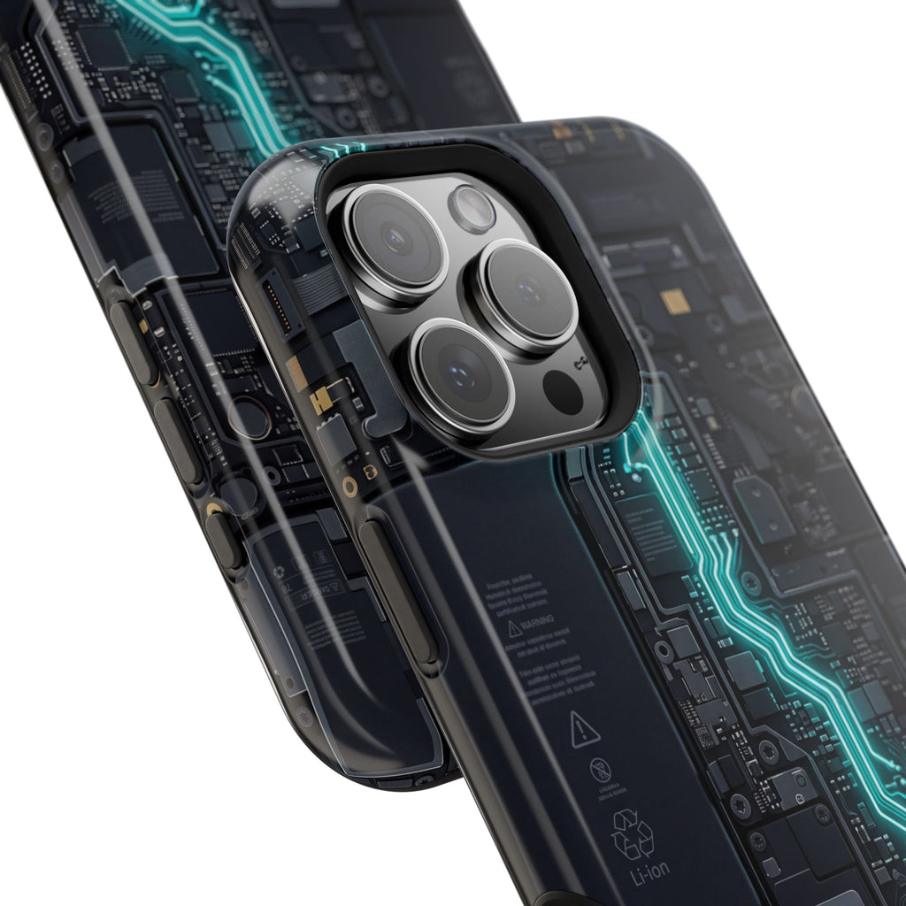 Cyan Bolt Electrician Phone Case — Electric Circuit Wireless Charging Cover
