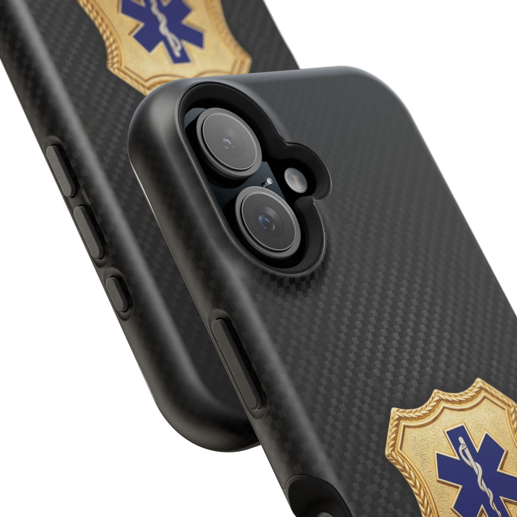 Gold Paramedic Badge Black Phone Case — Magnetic Wireless Charging Cover