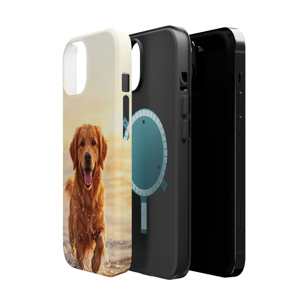 Beach Golden Retriever Phone Case — Impact-Resistant Wireless Charging Cover