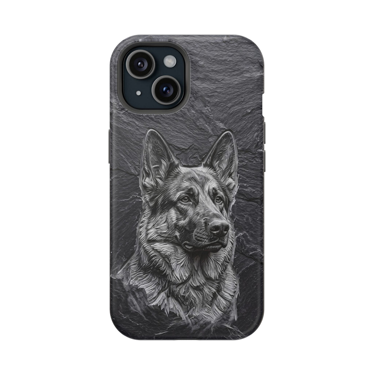 German Shepherd Phone Case | Carved Stone Art — Tough Magnetic Case with Wireless Charging