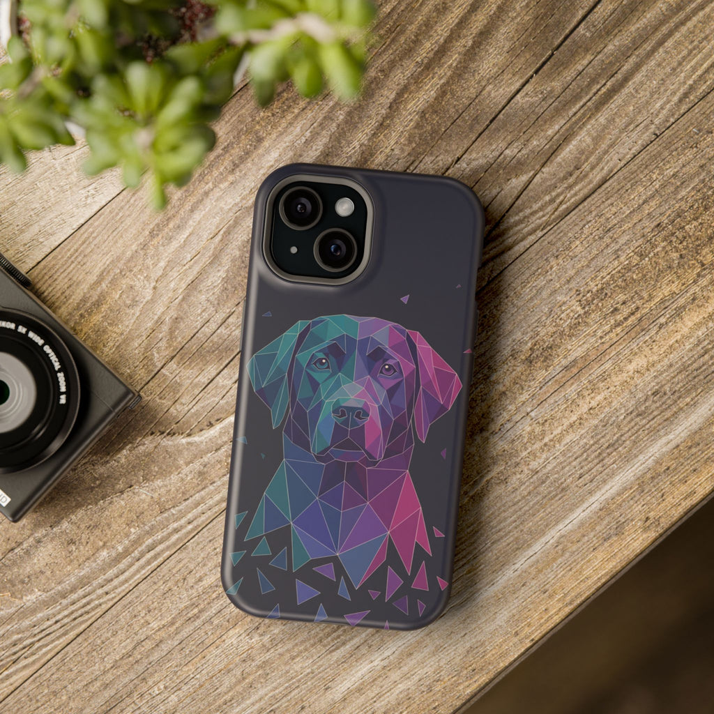 Geometric Labrador Phone Case — Tough Magnetic Case with Wireless Charging