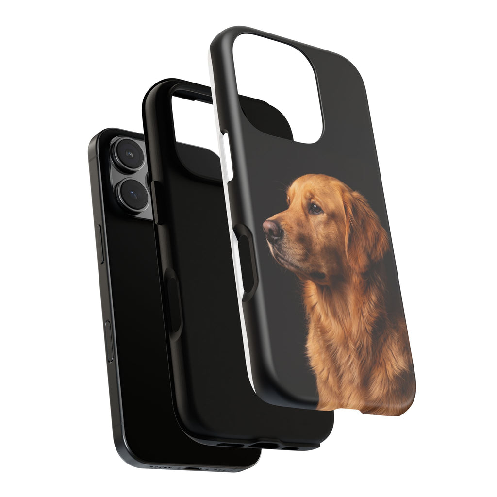 Golden Retriever Portrait Phone Case | Realistic Dog Photo on Black Background | iPhone & Samsung