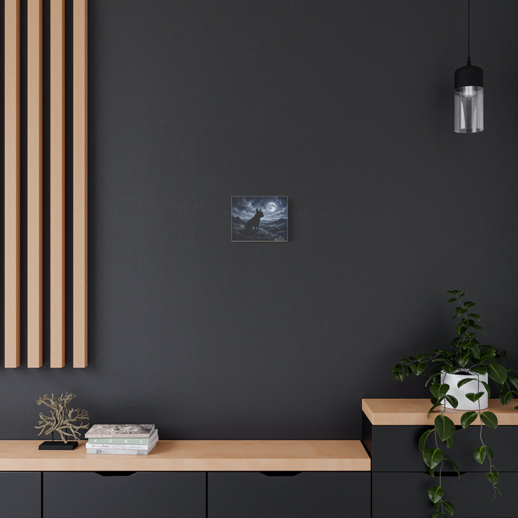French Bulldog Silhouette Personalized Canvas | Moonlit Night Wall Art