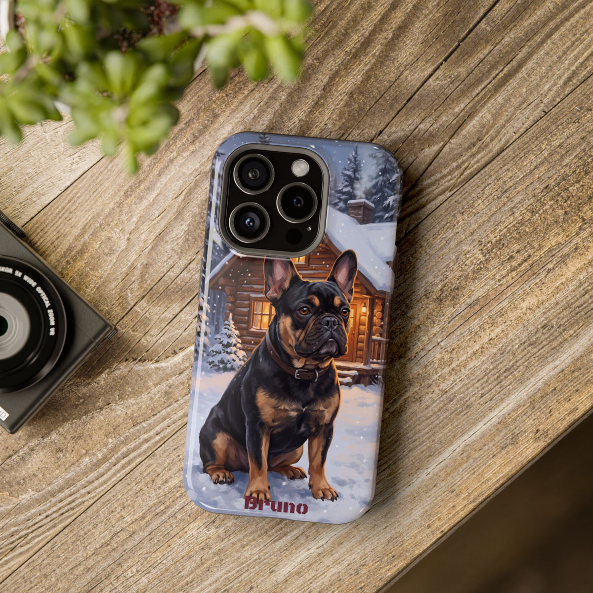 Personalized French Bulldog Cozy Cabin Phone Case — Wireless Charging Cover