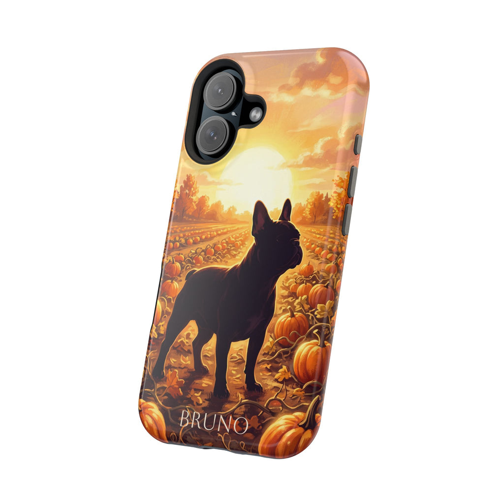 Personalized French Bulldog Pumpkin Patch Phone Case — Wireless Charging Cover