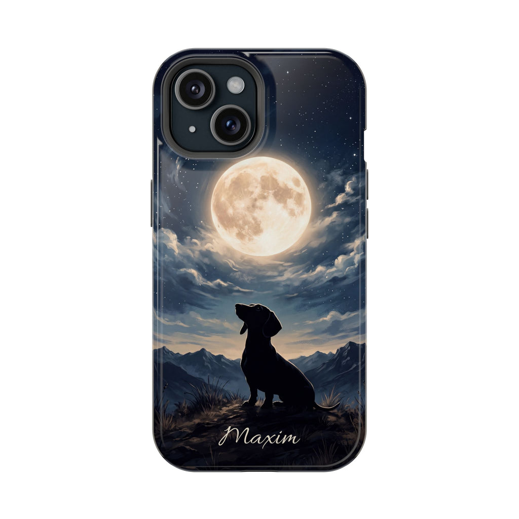 Personalized Dachshund Moonlight Phone Case — Wireless Charging Cover