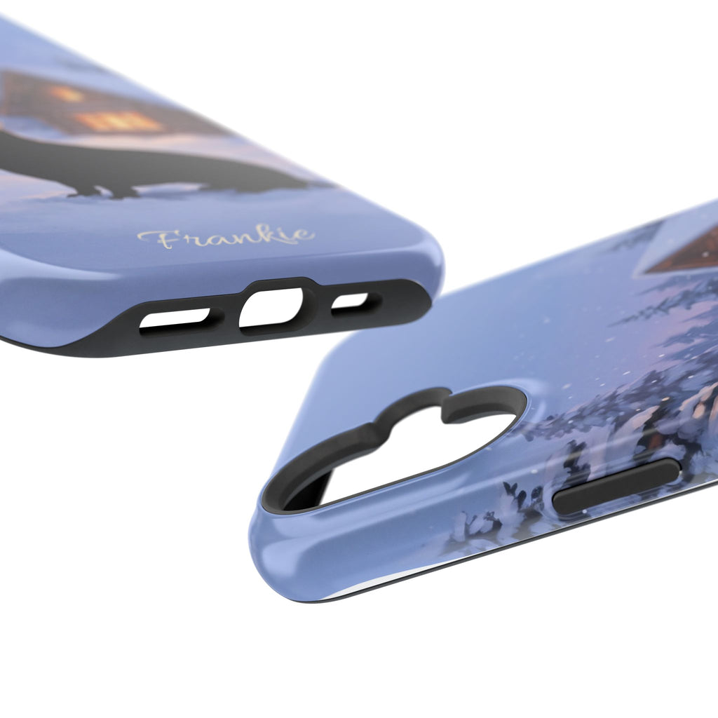 Personalized Dachshund Winter Cabin Phone Case — Wireless Charging Cover