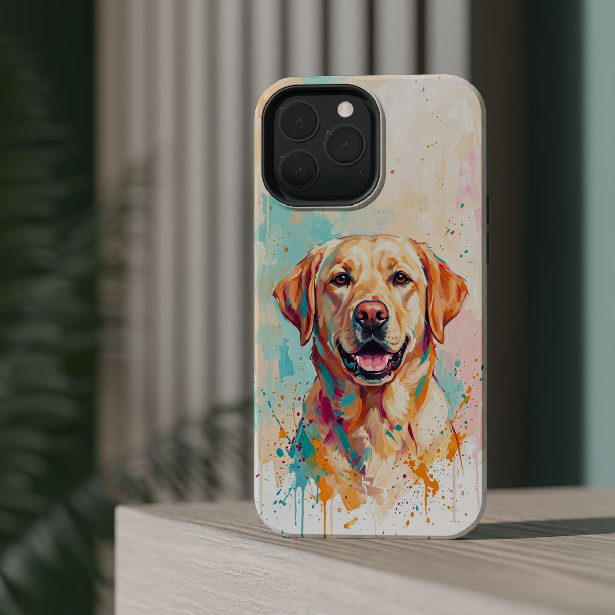 Yellow Labrador Colour Splash Phone Case — Tough Magnetic Case with Wireless Charging