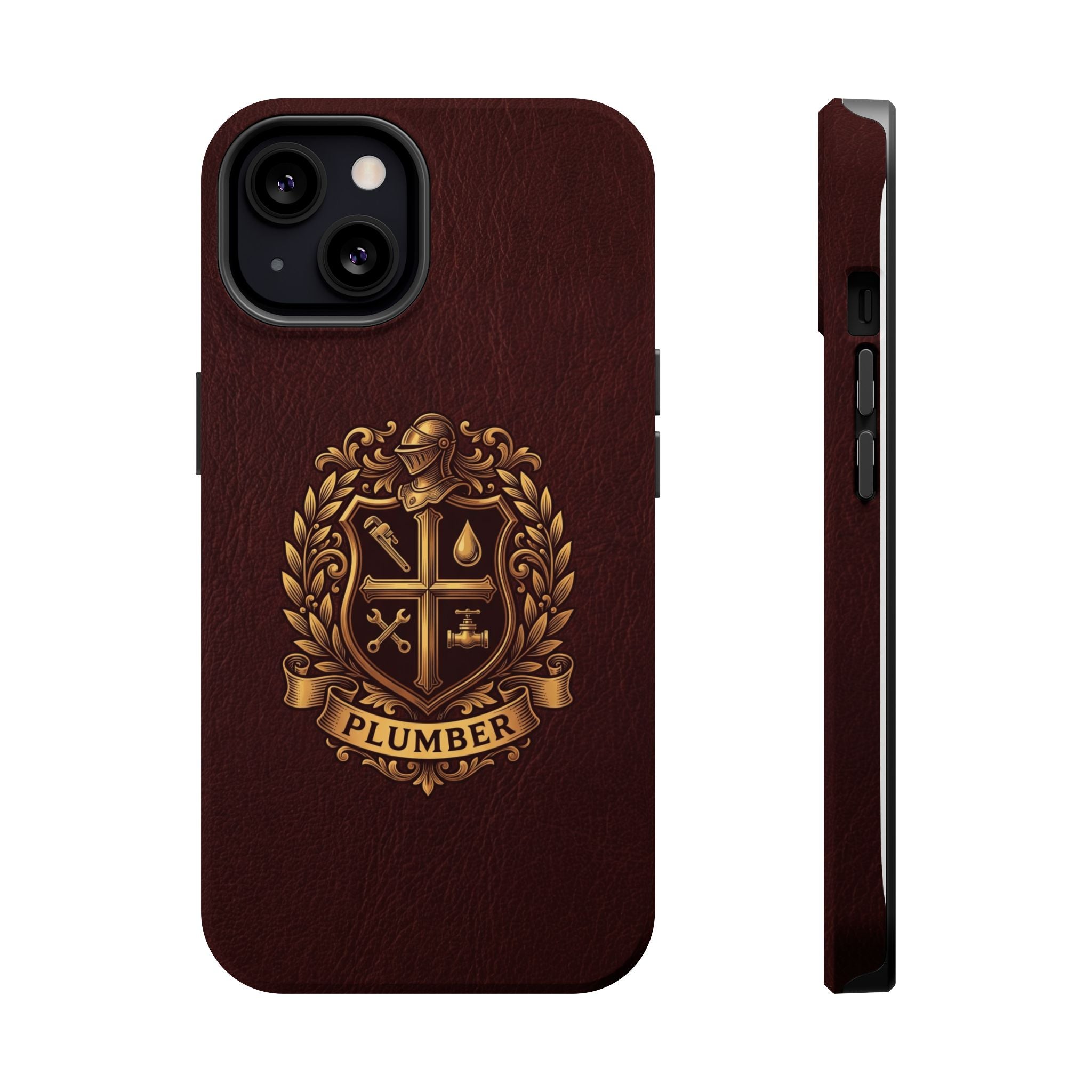 Plumber Crest Phone Case — Heraldic Shield Design Wireless Charging Cover