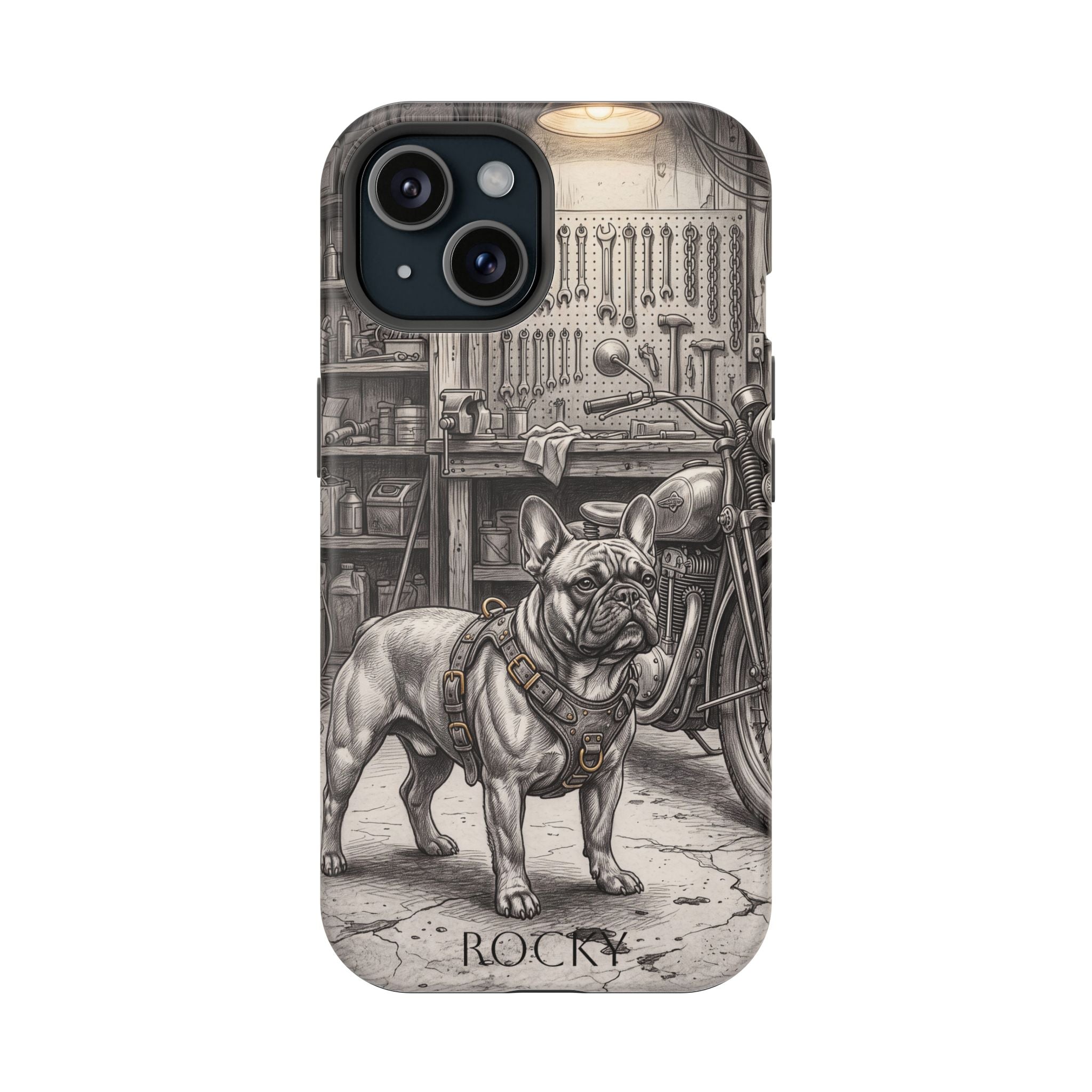 Personalized French Bulldog Vintage Street Phone Case — Wireless Charging Cover