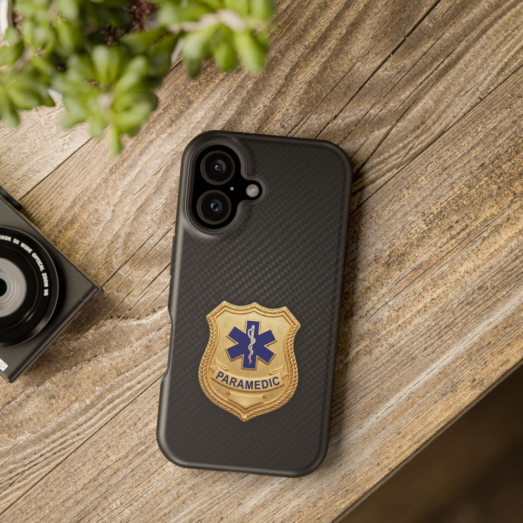 Gold Paramedic Badge Black Phone Case — Magnetic Wireless Charging Cover