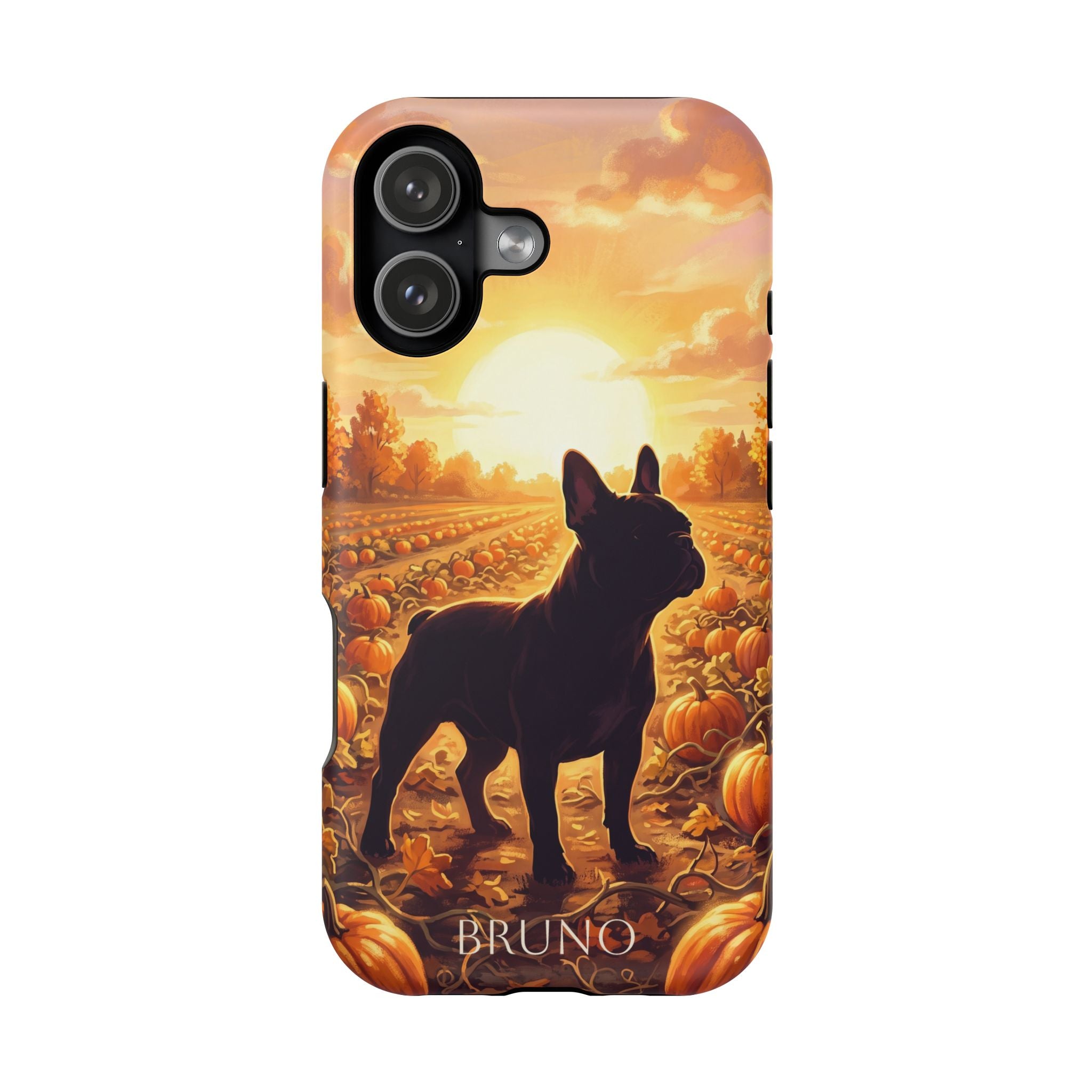 Personalized French Bulldog Pumpkin Patch Phone Case — Wireless Charging Cover