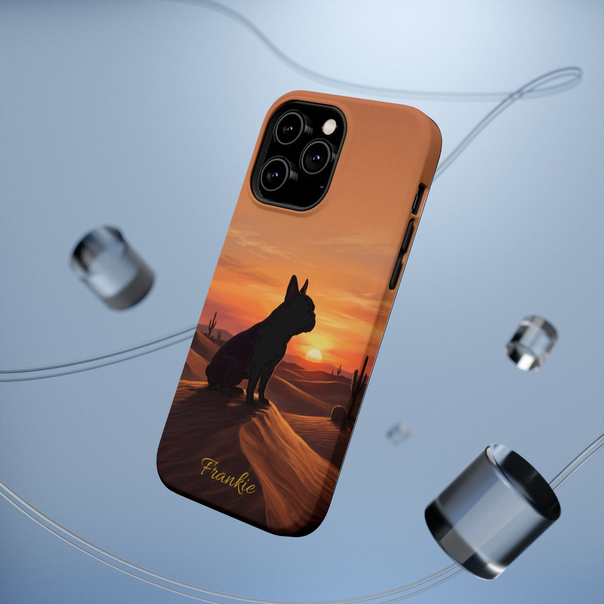 Personalized French Bulldog Desert Sunset Phone Case — Wireless Charging Cover