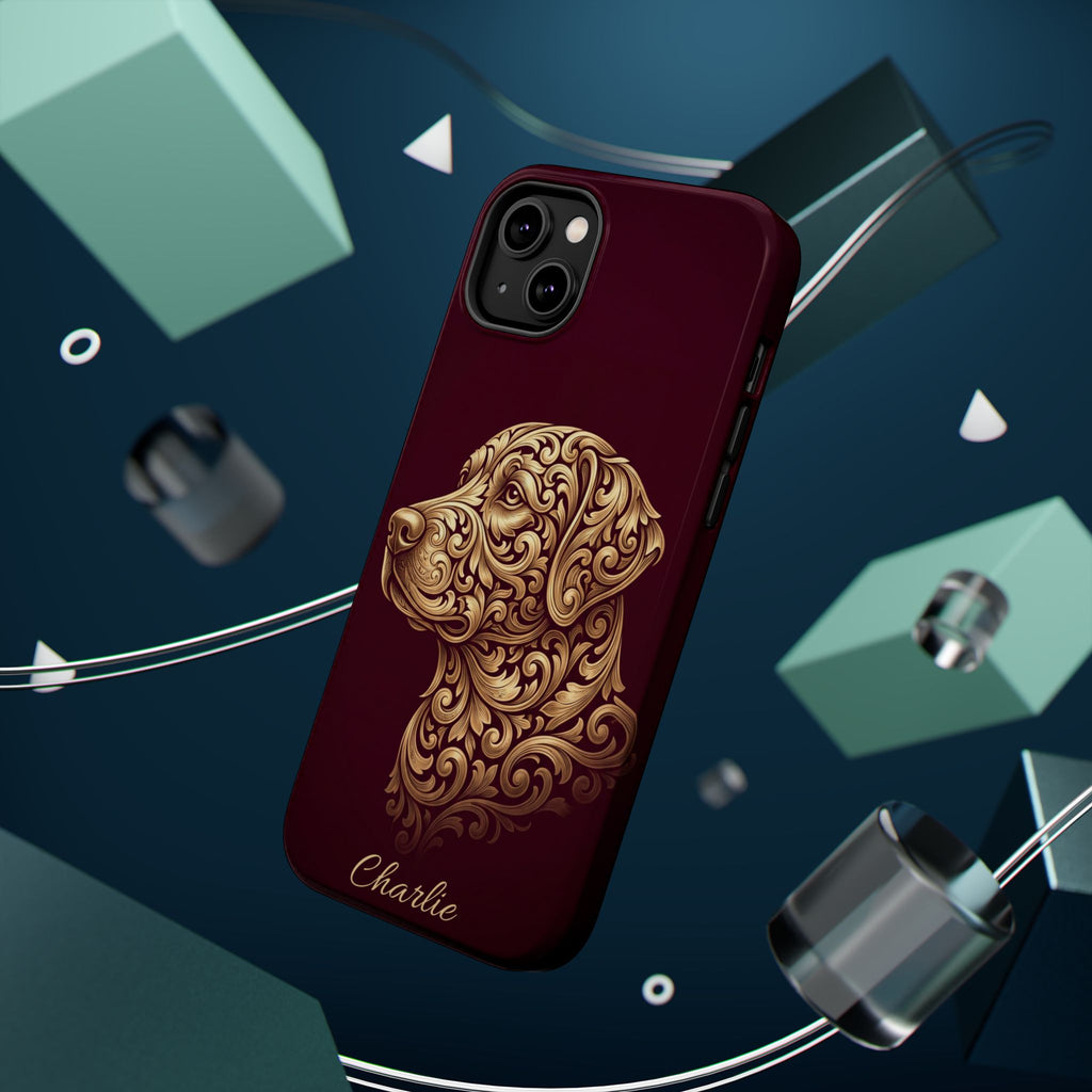 Personalized Gold Filigree Labrador Phone Case — Tough Magnetic Case with Wireless Charging