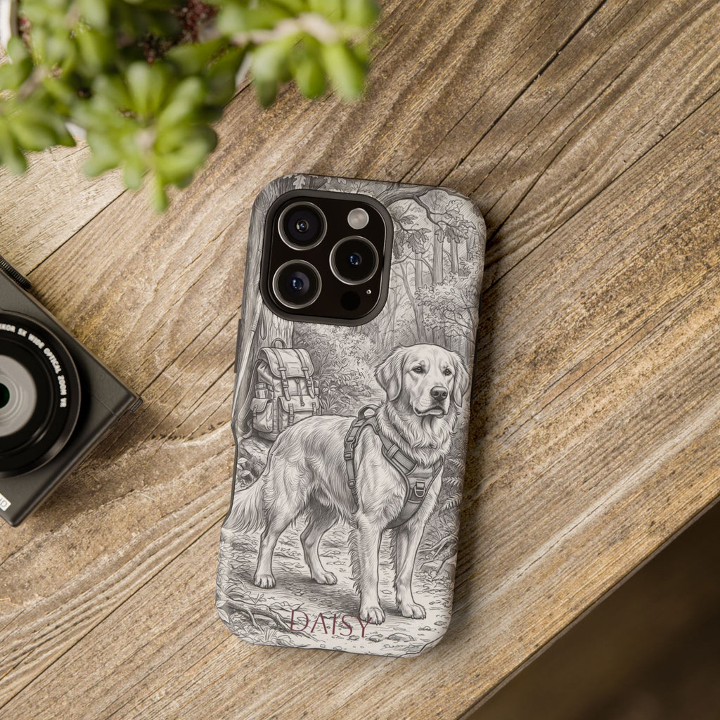Personalized Golden Retriever Woodland Trail Phone Case — Wireless Charging Cover