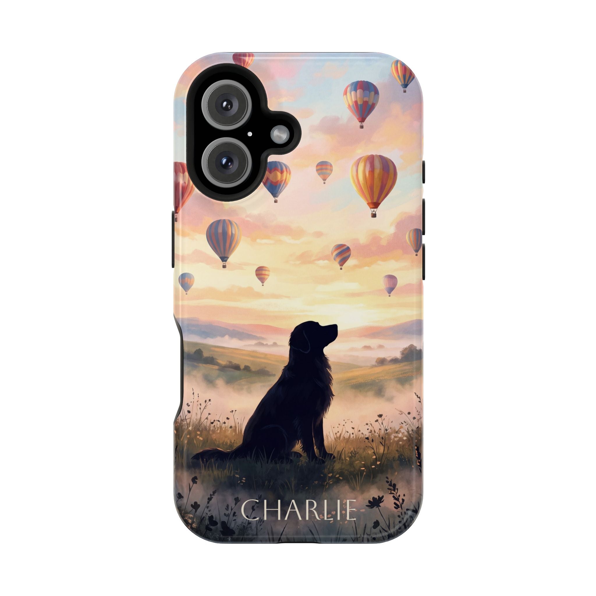 Personalized Golden Retriever Hot Air Balloon Phone Case — Wireless Charging Cover