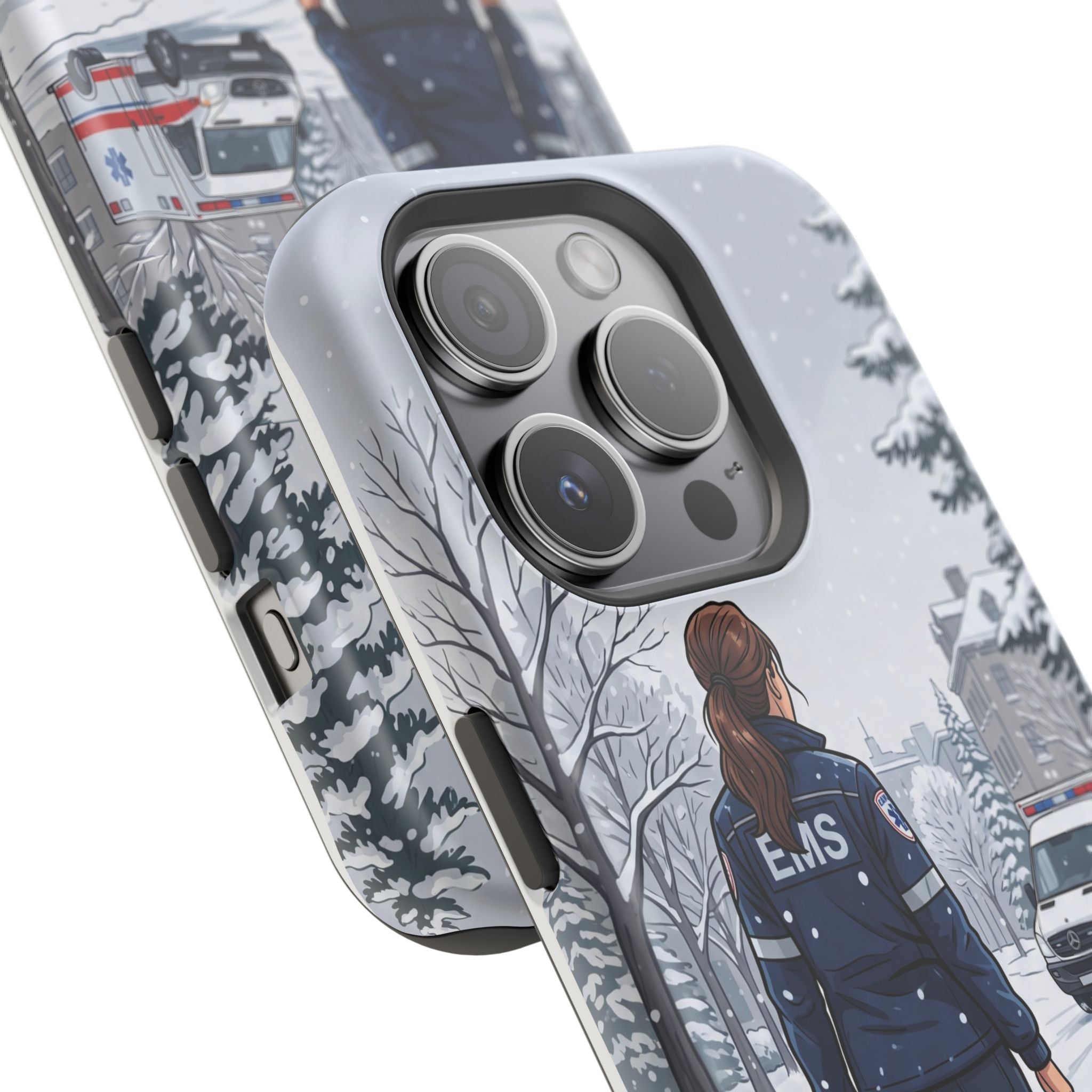 Paramedic/EMT Winter Phone Case — Magnetic Wireless Charging Cover