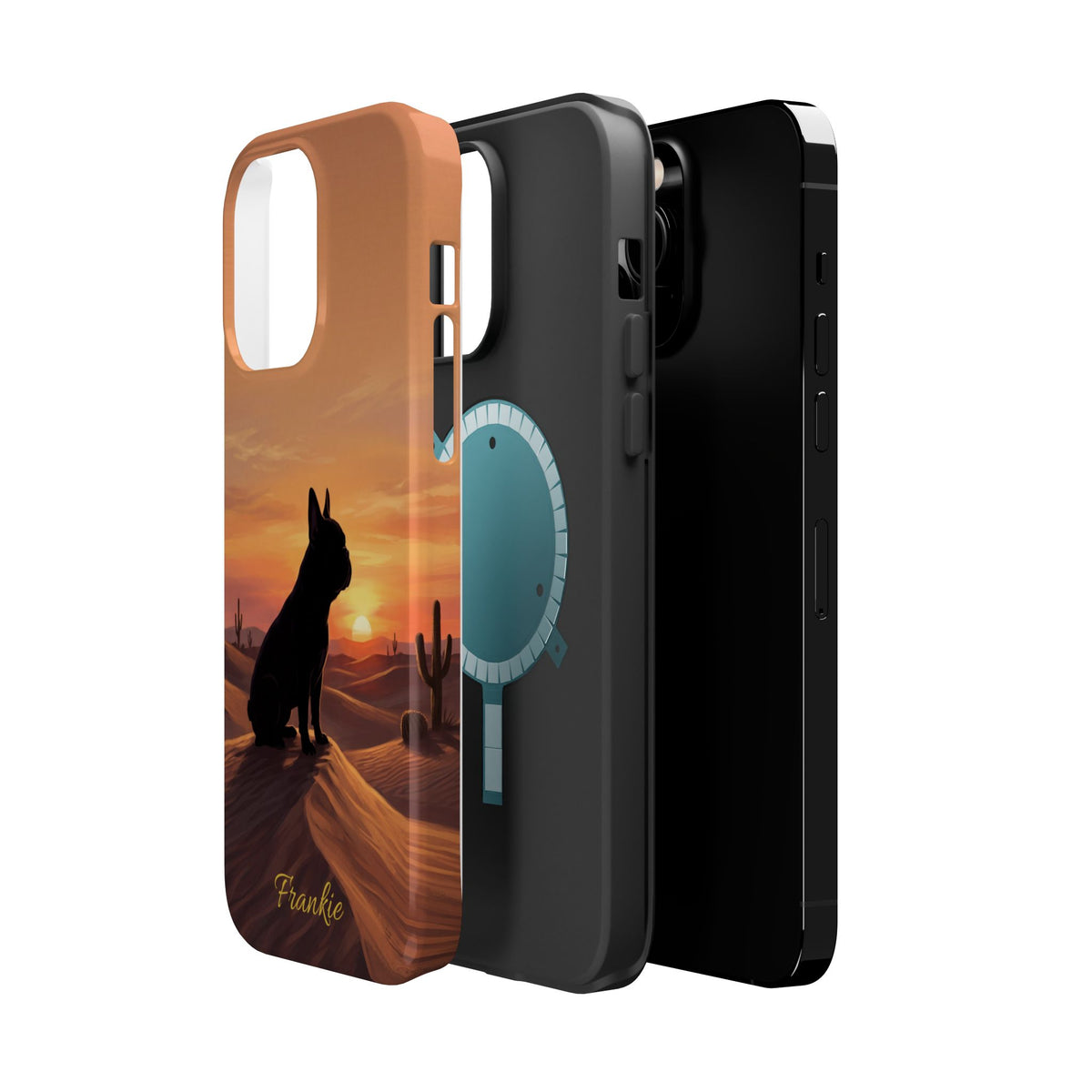 Personalized French Bulldog Desert Sunset Phone Case — Wireless Charging Cover