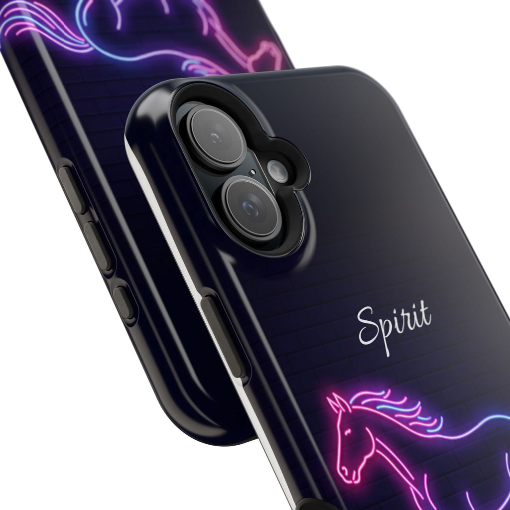 Personalized Neon Glow Horse Phone Case — Tough Magnetic Case with Wireless Charging